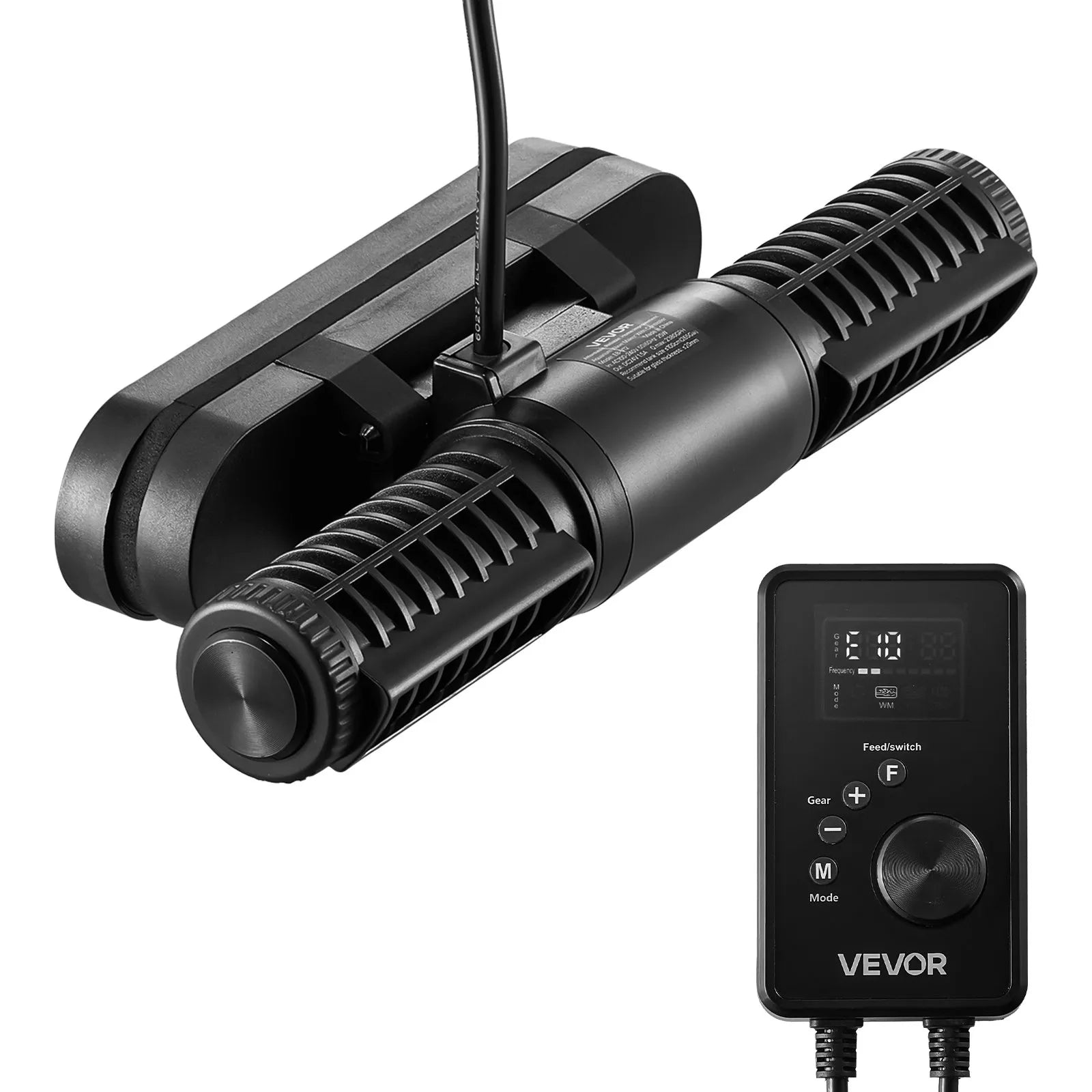 VEVOR Aquarium Wave Maker Adjustable Cross Flow Pump with Controller 15W 1428GPH