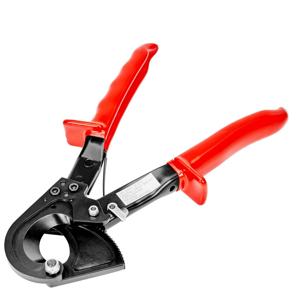 VEVOR Ratcheting Cable Cutter, 10" Ratchet Wire and Cable Cutter, Cut up to 240 mm², with Comfortable Grip Handles, Easy to Use Quick-Release Lever, Silicon-Manganese Spring Steel Blade
