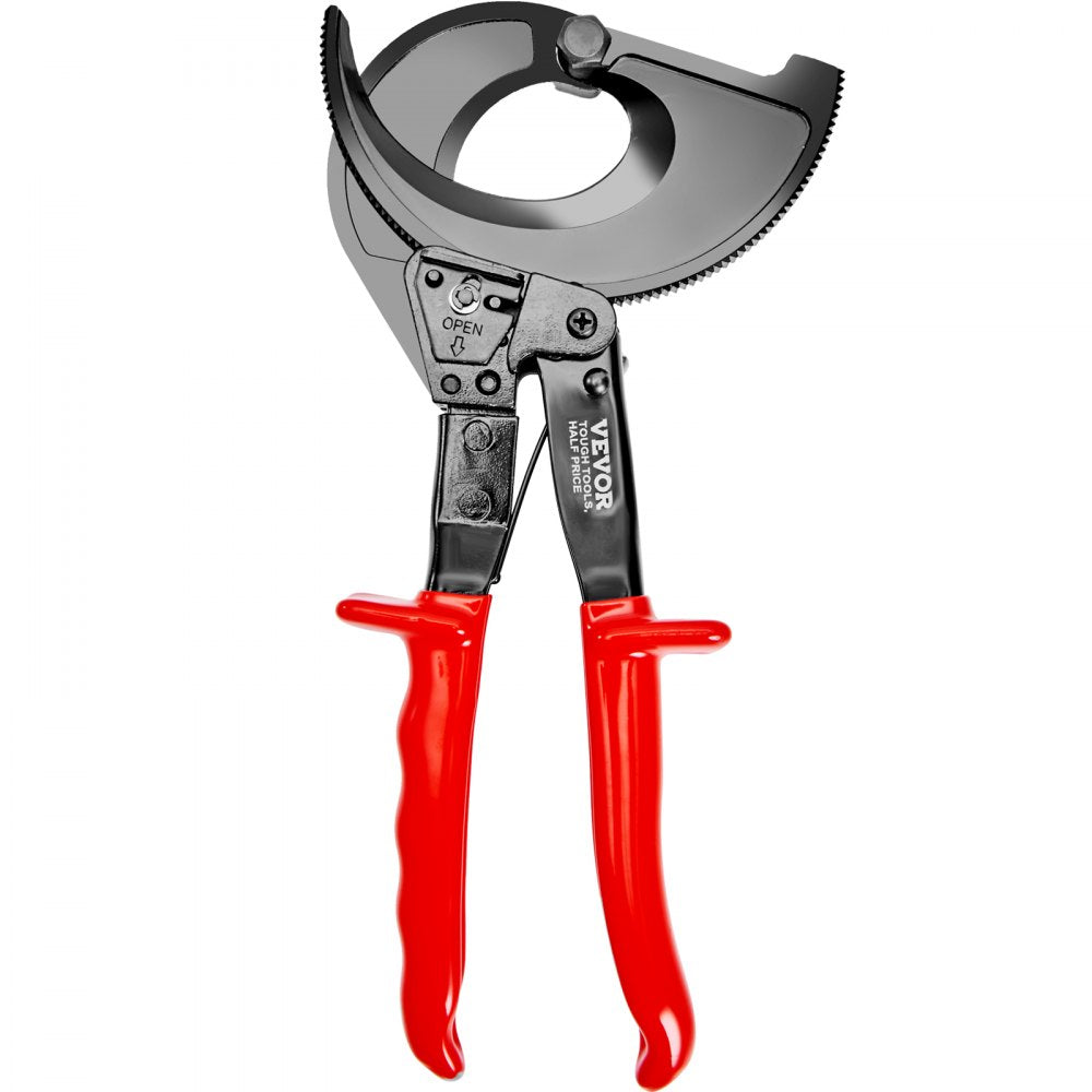 VEVOR Ratcheting Cable Cutter, 11" Ratchet Wire and Cable Cutter, Cut up to 400 mm², with Comfortable Grip Handles, Easy to Use Quick-Release Lever, Silicon-Manganese Spring Steel Blade