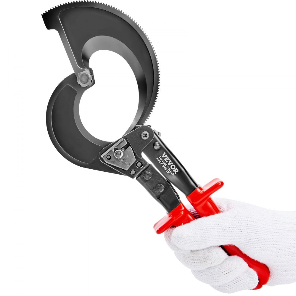 VEVOR Ratcheting Cable Cutter, 11" Ratchet Wire and Cable Cutter, Cut up to 400 mm², with Comfortable Grip Handles, Easy to Use Quick-Release Lever, Silicon-Manganese Spring Steel Blade