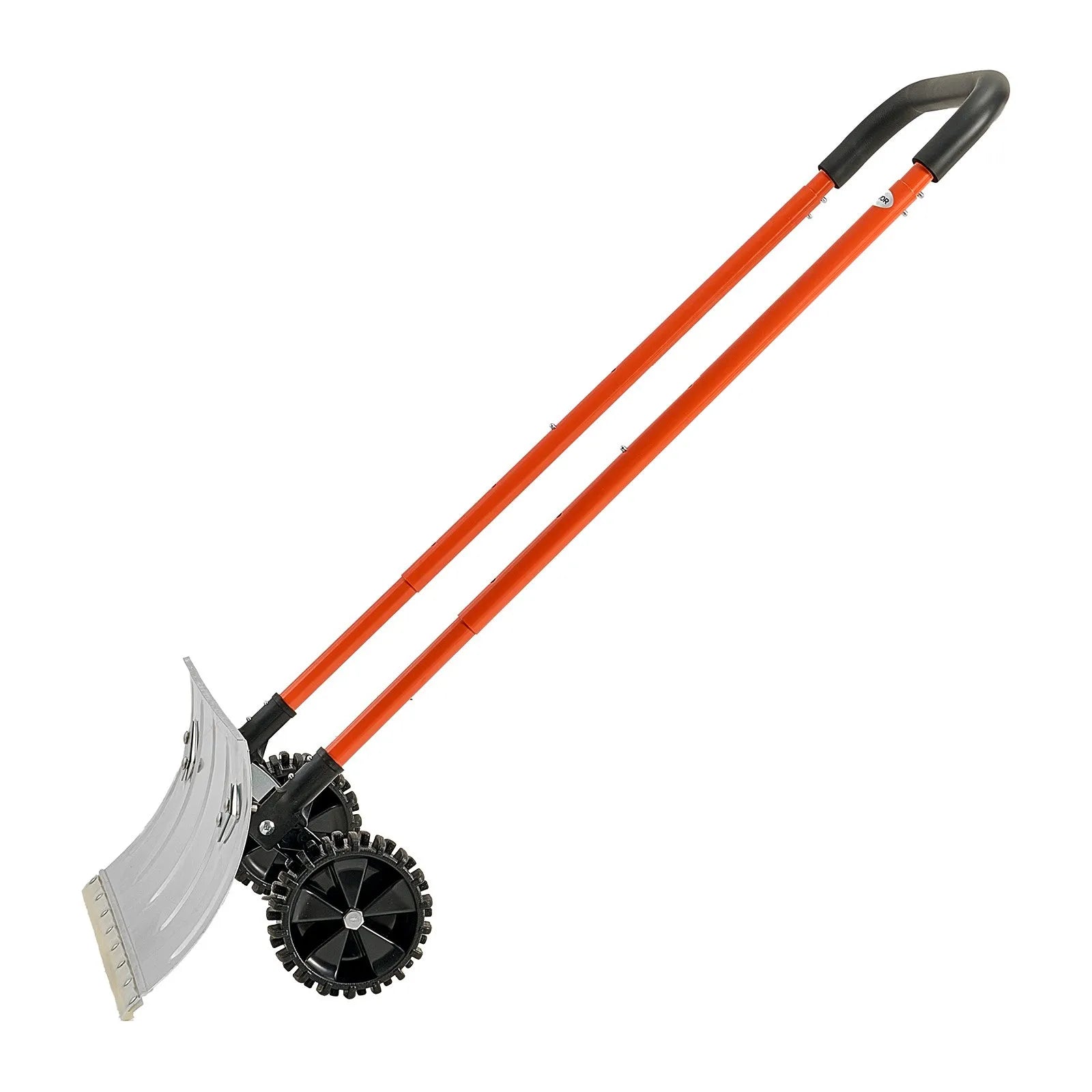 VEVOR Snow Pusher Shovel with Wheels, 24 in Wheeled Snowplow Shovel with Bi-Directional Angled Blade & 90 Degree Adjustable Handle, Metal Winter Shovels, Portable Snow Removal Tool for Driveway Garden