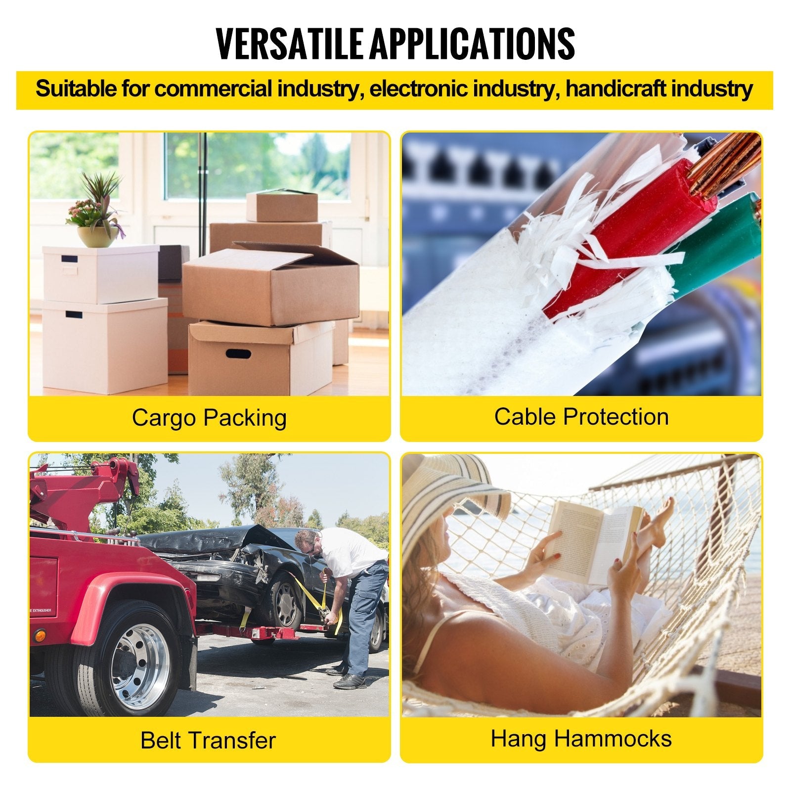 VEVOR 170Lbs Polyester Pull Tape, 3153\' x 3/16\" Flat Tape for Wire & Cable Conduit Work Variable Functions, Flat Rope for Pulling/Loading/Packing in Any Weather CONDITON