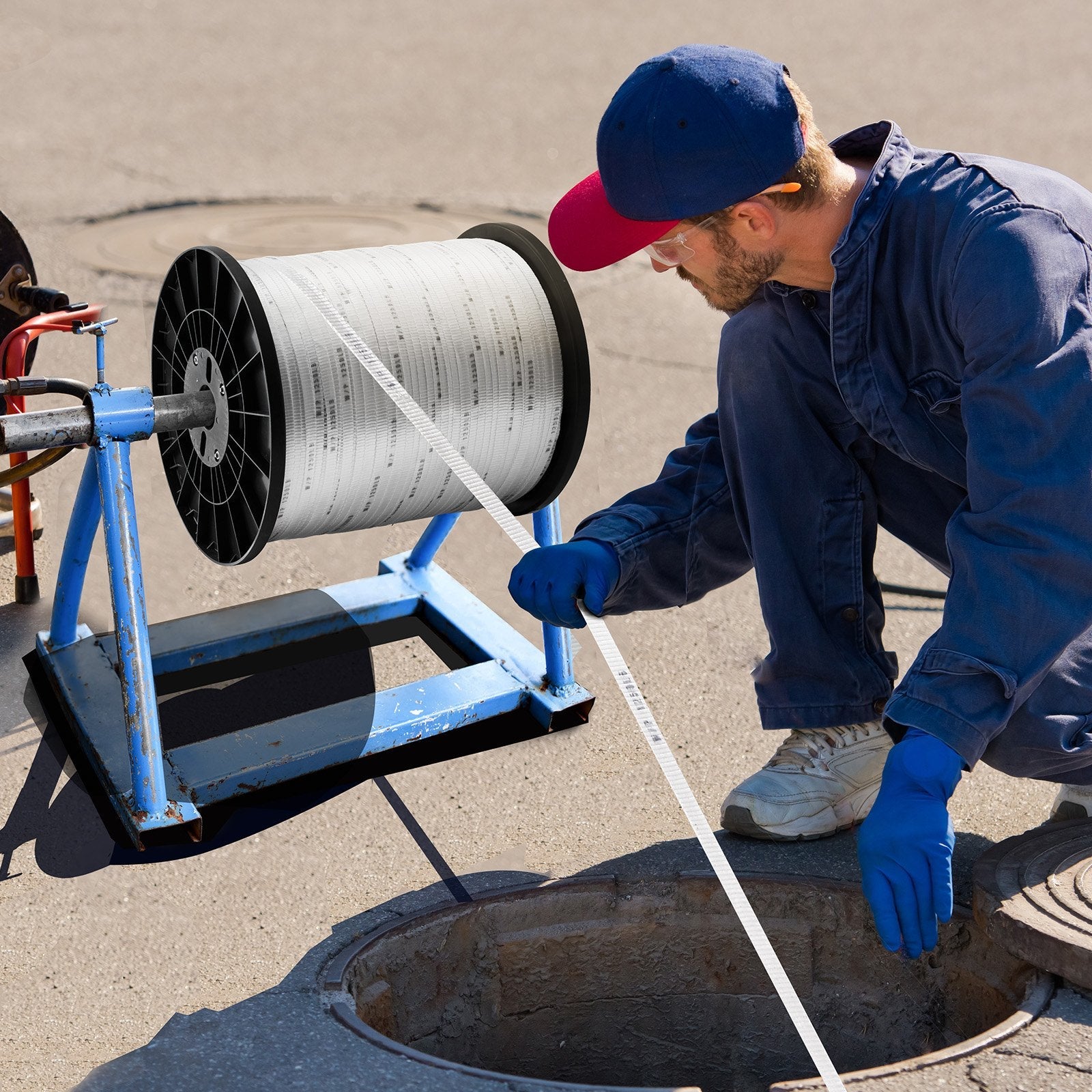 VEVOR Polyester Pull Tape, 1/2" x 5249' Mule Tape Flat Rope, 1250 lbf Tensile Capacity, Printed Webbing Cable Pulling Tape for Packaging, Gardening, Commercial Electrical, Conduit Work, White