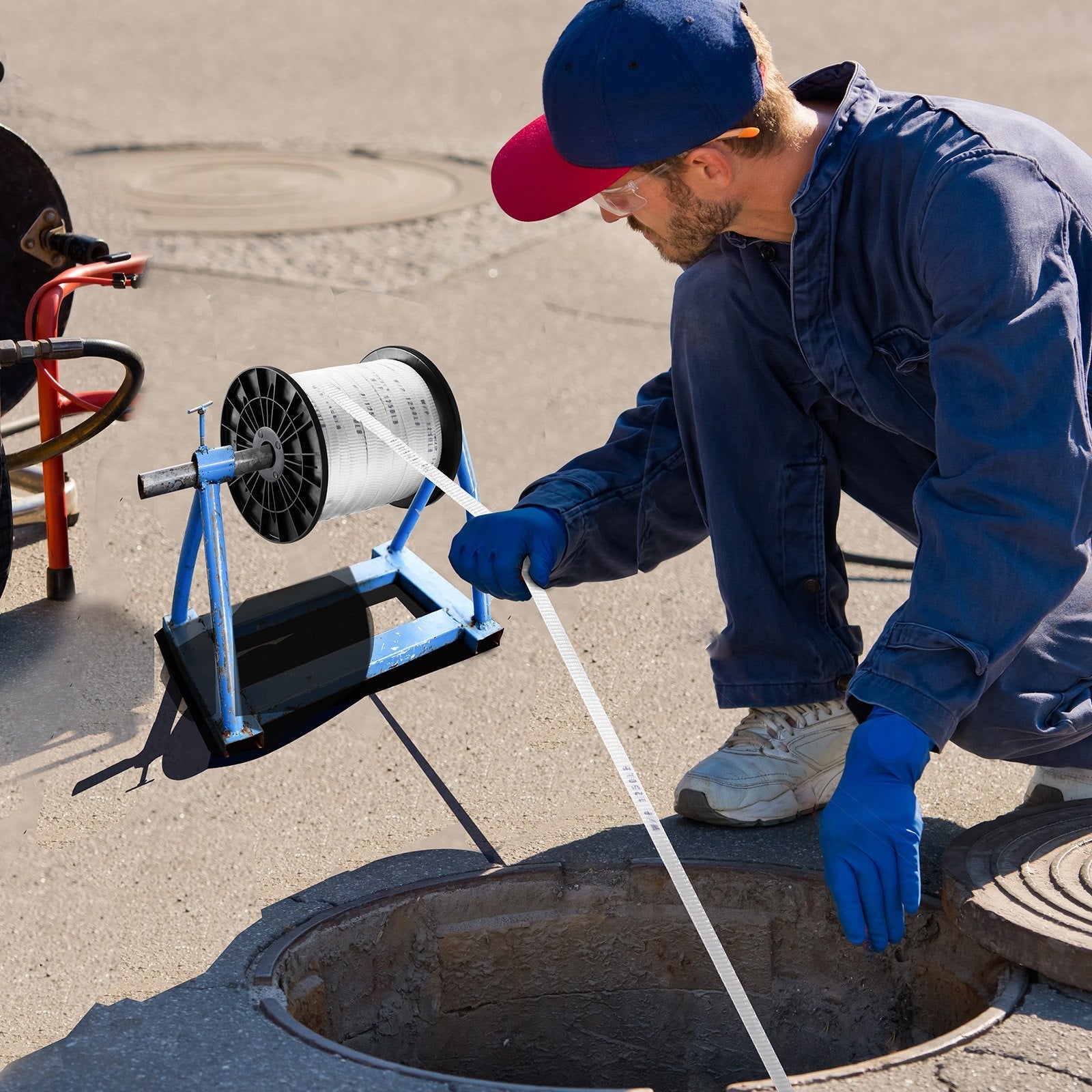 VEVOR Polyester Pull Tape, 1/2" x 528' Mule Tape Flat Rope, 1250 lbf Tensile Capacity, Printed Webbing Cable Pulling Tape for Packaging, Gardening, Commercial Electrical, Conduit Work, White