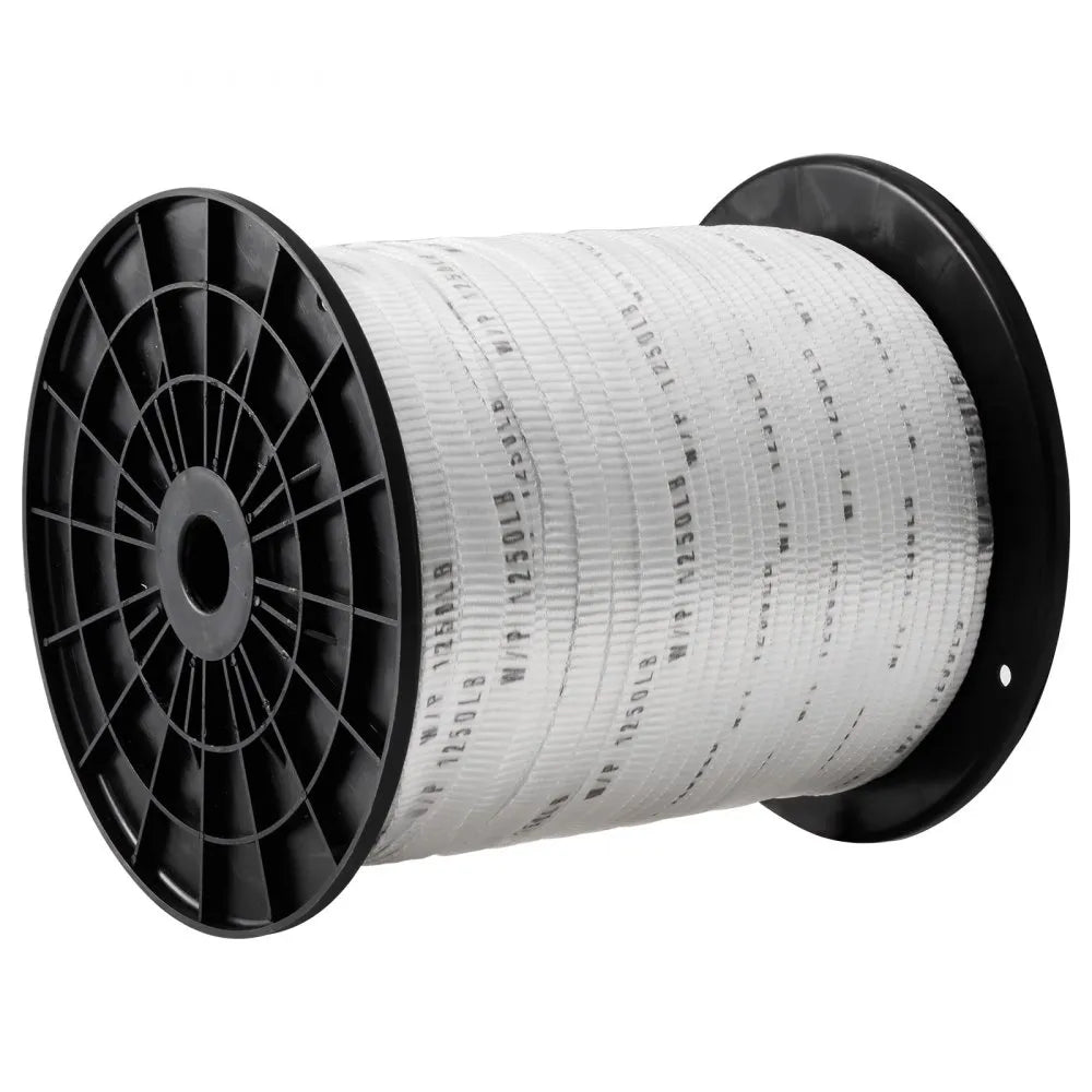 VEVOR Polyester Pull Tape, 1/2" x 1053' Mule Tape Flat Rope, 1250 lbf Tensile Capacity, Printed Webbing Cable Pulling Tape for Packaging, Gardening, Commercial Electrical, Conduit Work, White