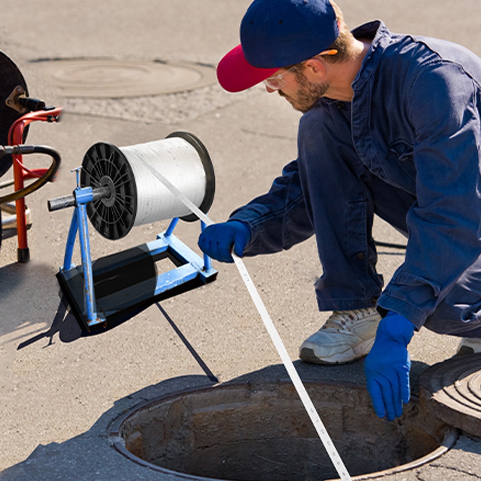 VEVOR Polyester Pull Tape, 3/4" x 2103' Mule Tape Flat Rope, 2500 lbf Tensile Capacity, Printed Webbing Cable Pulling Tape for Packaging, Gardening, Commercial Electrical, Conduit Work, White