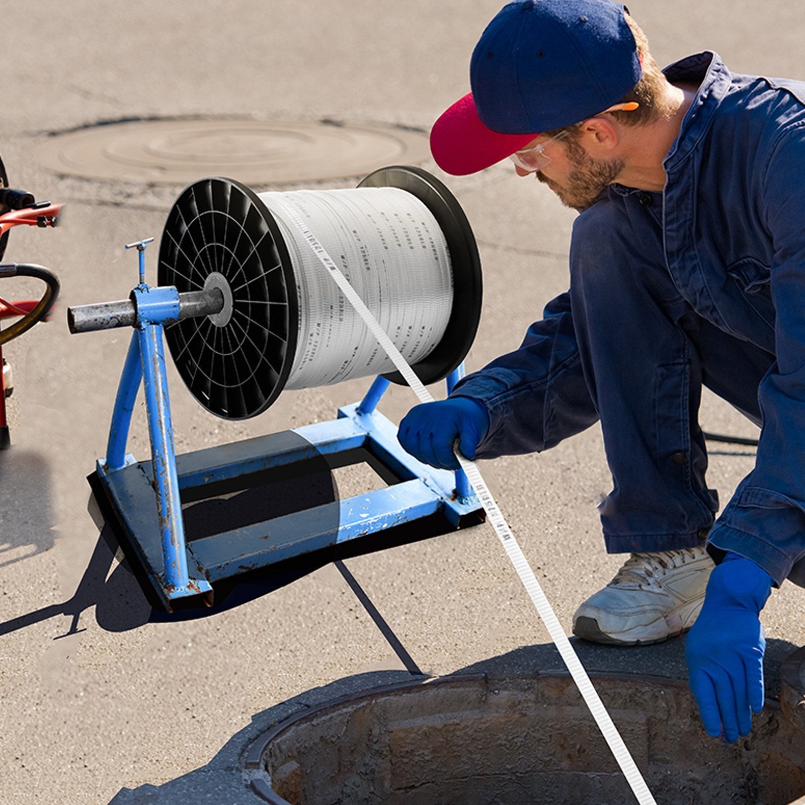 VEVOR Polyester Pull Tape, 1/2" x 3153' Mule Tape Flat Rope, 1250 lbf Tensile Capacity, Printed Webbing Cable Pulling Tape for Packaging, Gardening, Commercial Electrical, Conduit Work, White