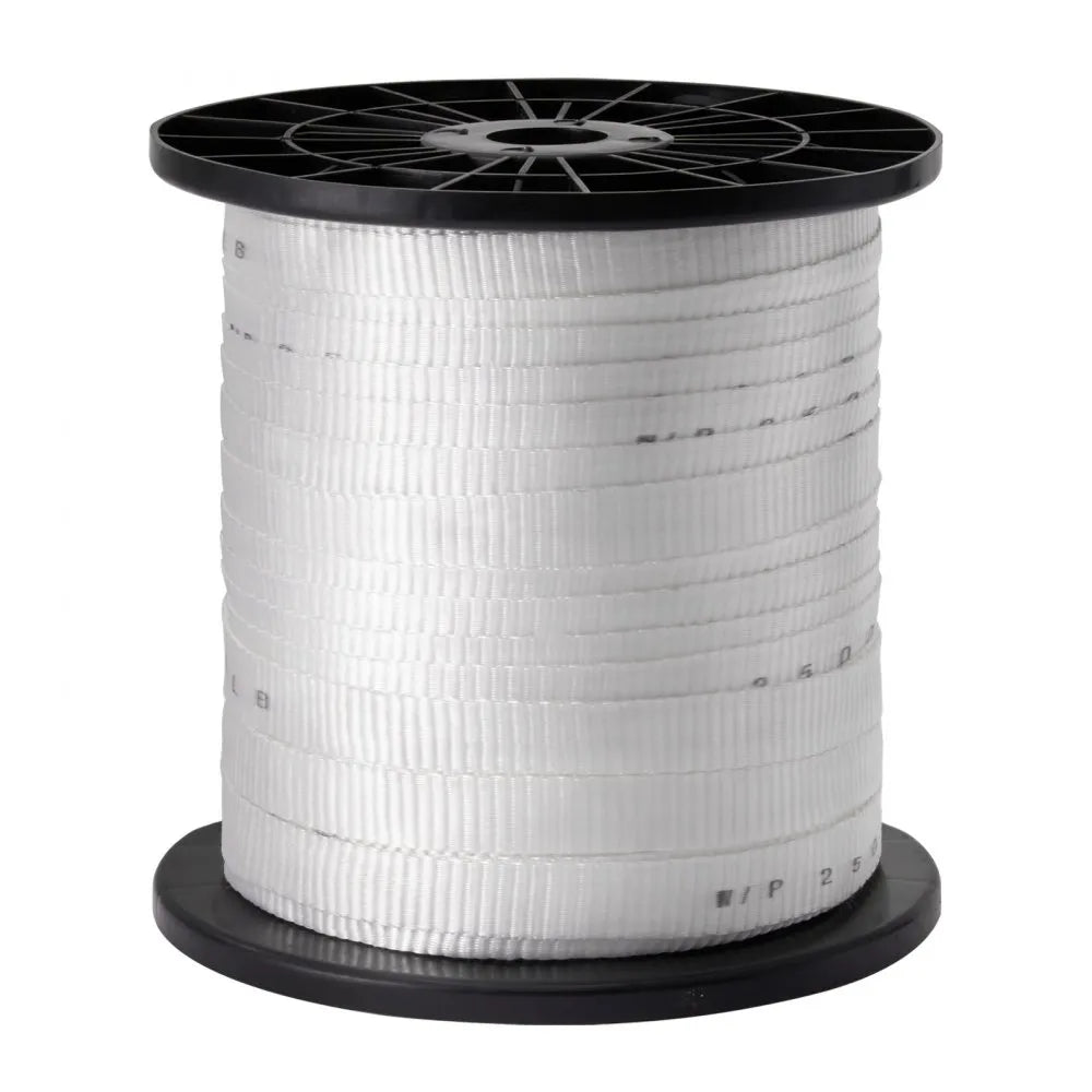 VEVOR Polyester Pull Tape, 3/4" x 318' Mule Tape Flat Rope, 2500 lbf Tensile Capacity, Printed Webbing Cable Pulling Tape for Packaging, Gardening, Commercial Electrical, Conduit Work, White