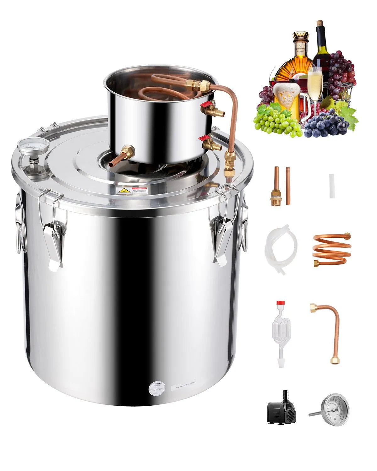 VEVOR Moonshine Still 13 Gal Water Alcohol Distiller Brewing Kit Stainless Steel