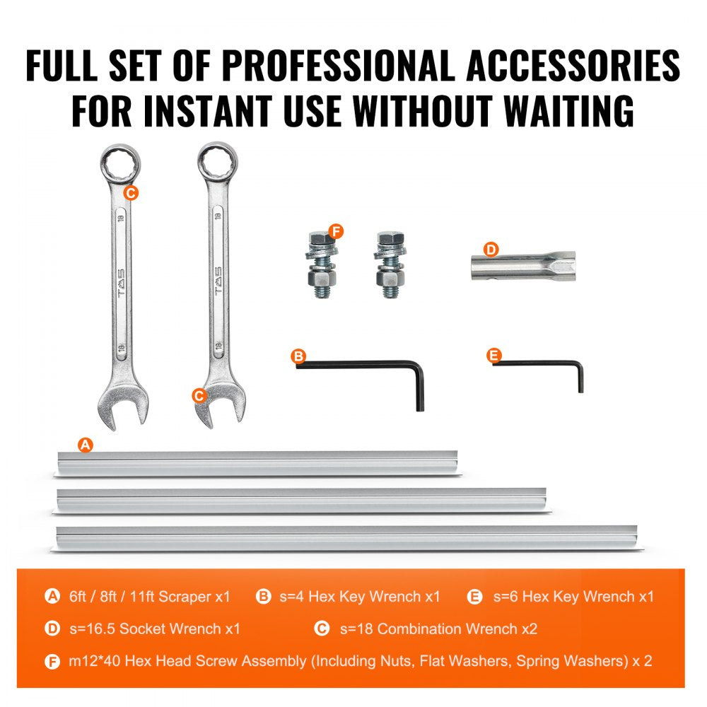 VEVOR Gas Concrete Power Screed, 6ft/8ft/11ft Aluminum Board Straight Edge Bar Set, 4 Stroke Cement Finishing Vibrating Motor w/ Height Adjustable Handles, High Efficient Concrete Tool 6500RPM