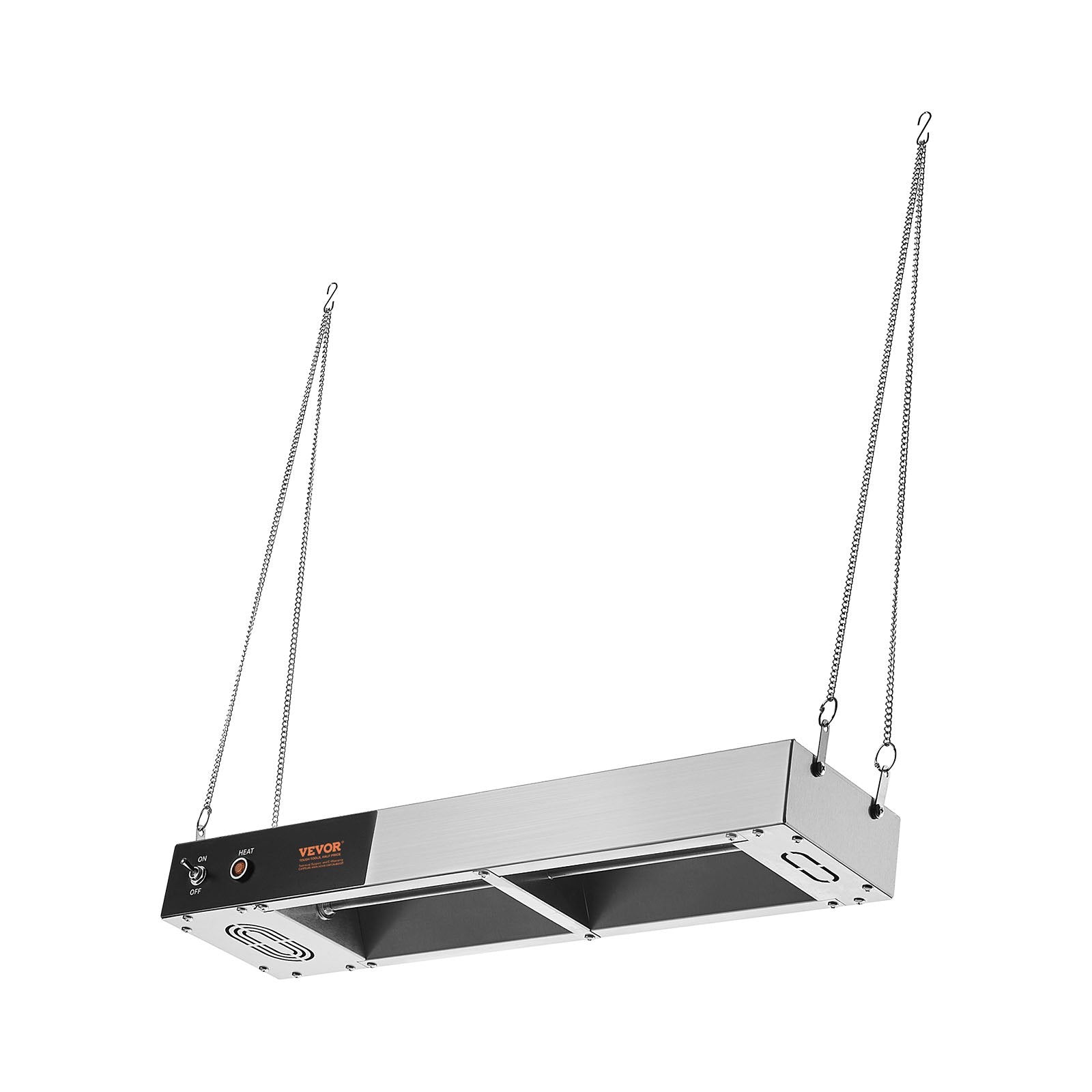 VEVOR French Fry Food Warmer, 750W Commercial Strip Food Heating Lamp, Electric Stainless Steel Warming Light Dump Station, Overhead 104-122°F Fries Warmer for Chip Buffet Kitchen Restaurant, Silver