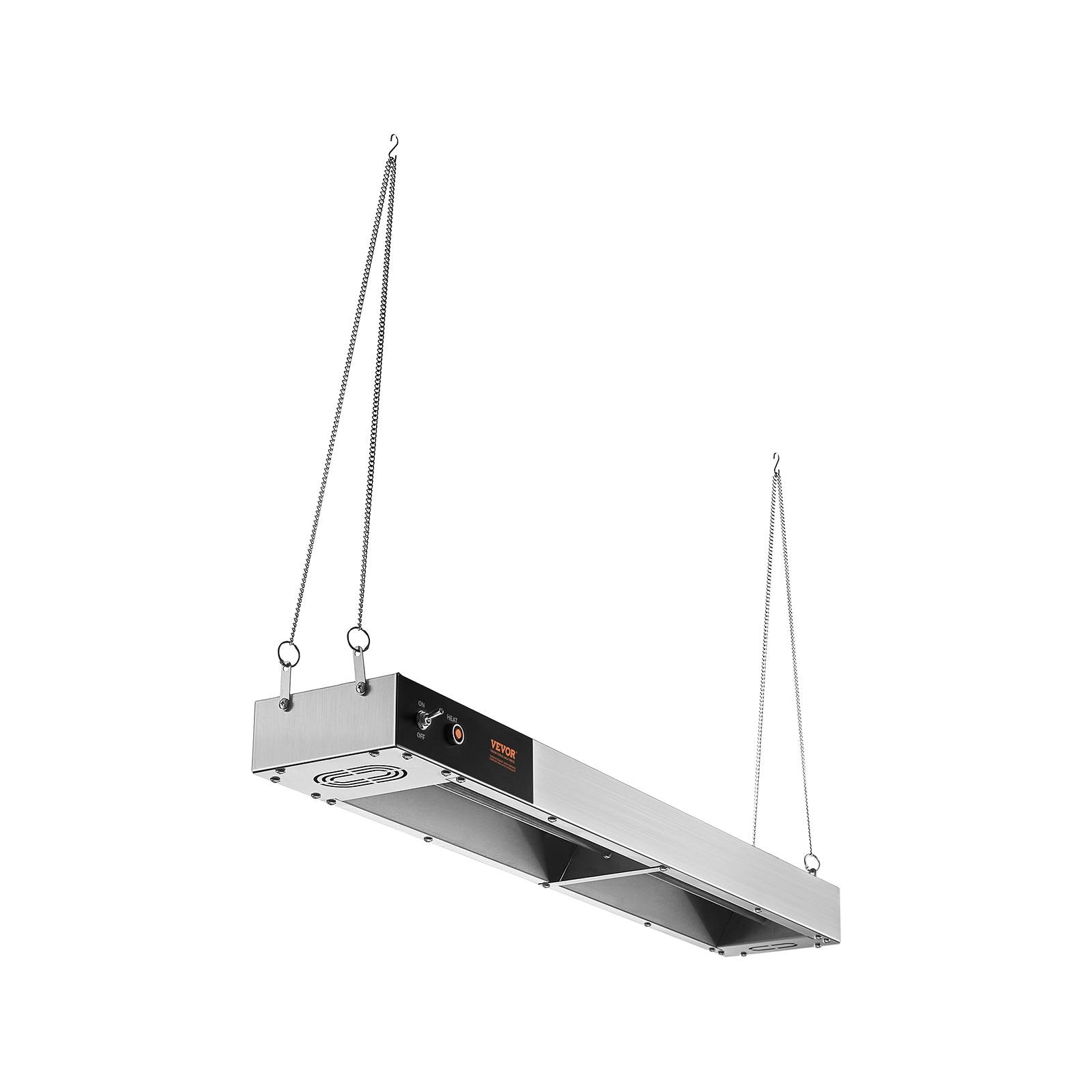 VEVOR French Fry Food Warmer, 850W Commercial Strip Food Heating Lamp, Electric Stainless Steel Warming Light Dump Station, Overhead 104-122°F Fries Warmer for Chip Buffet Kitchen Restaurant, Silver