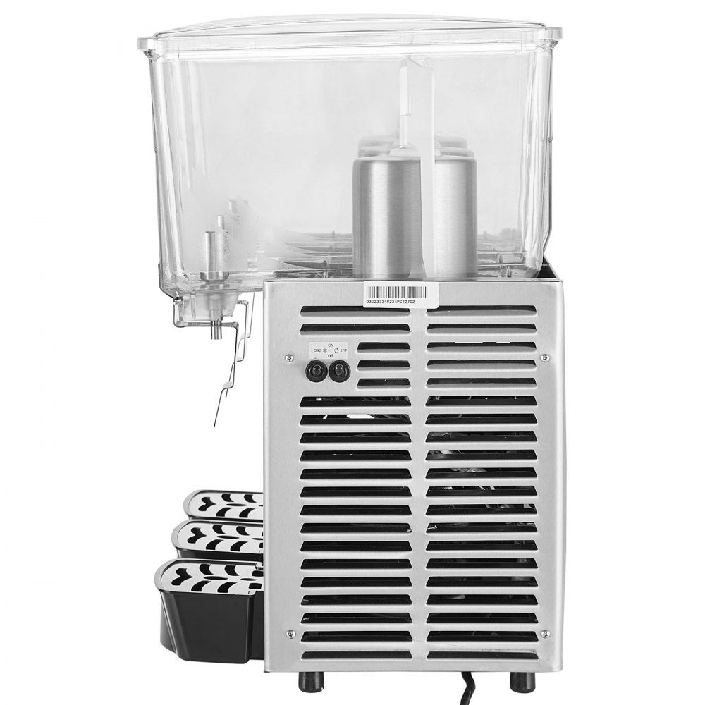 VEVOR Commercial Beverage Dispenser, 13.6 Qt 12L 3 Tanks Ice Tea Drink Machine, 620W 304 Stainless Steel Juice Dispenser with 41?-53.6? Thermostat Controller, for Cold Drink Restaurant Hotel Party