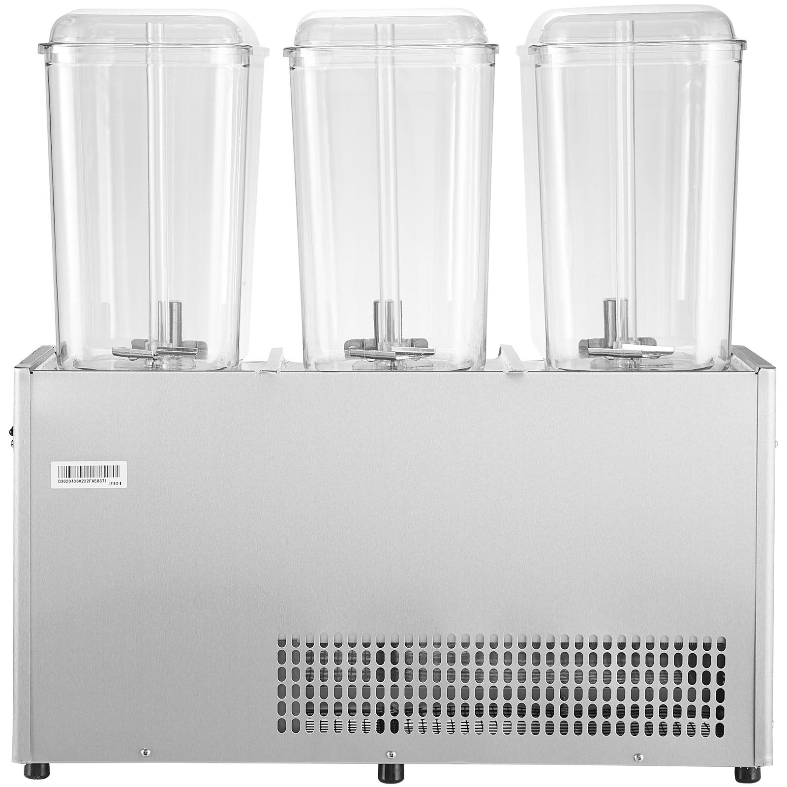 VEVOR Commercial Beverage Dispenser, 20.4 Qt 18L 3 Tanks Ice Tea Drink Machine, 680W 304 Stainless Steel Juice Dispenser with 41?-53.6? Thermostat Controller, for Cold Drink Restaurant Hotel Party