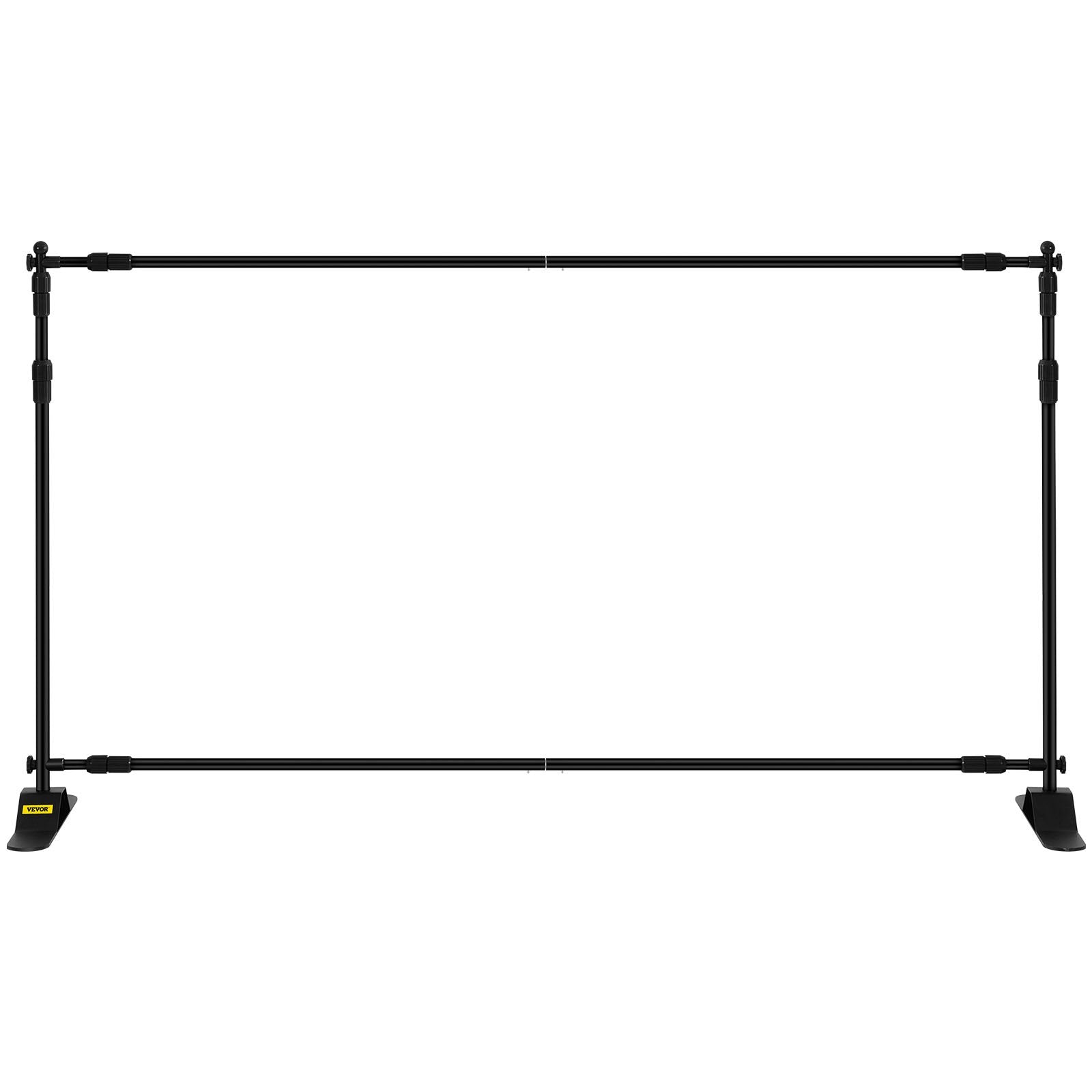 VEVOR 8×8feet Banner Stand Adjustable Display Backdrop Lightweight Portable Trade Show Wall for Photography(8' Banner Stand), Black
