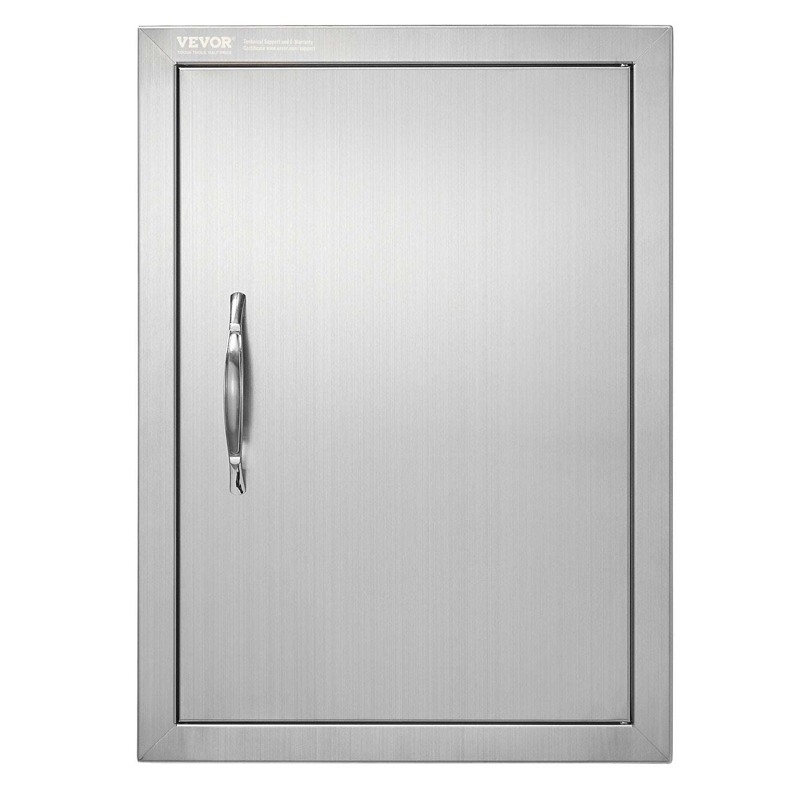 VEVOR BBQ Access Door, 16W x 22H Inch Single Outdoor Kitchen Door, Stainless Steel Flush Mount Door, Wall Vertical Door with Handle, for BBQ Island, Grilling Station, Outside Cabinet
