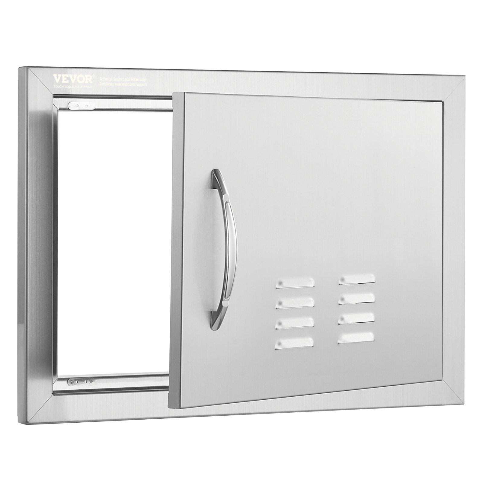 VEVOR BBQ Access Door, 20W x 14H Inch Single Outdoor Kitchen Door, Stainless Steel Flush Mount Door, Wall Vertical Door with Handle and vents, for BBQ Island, Grilling Station, Outside Cabinet
