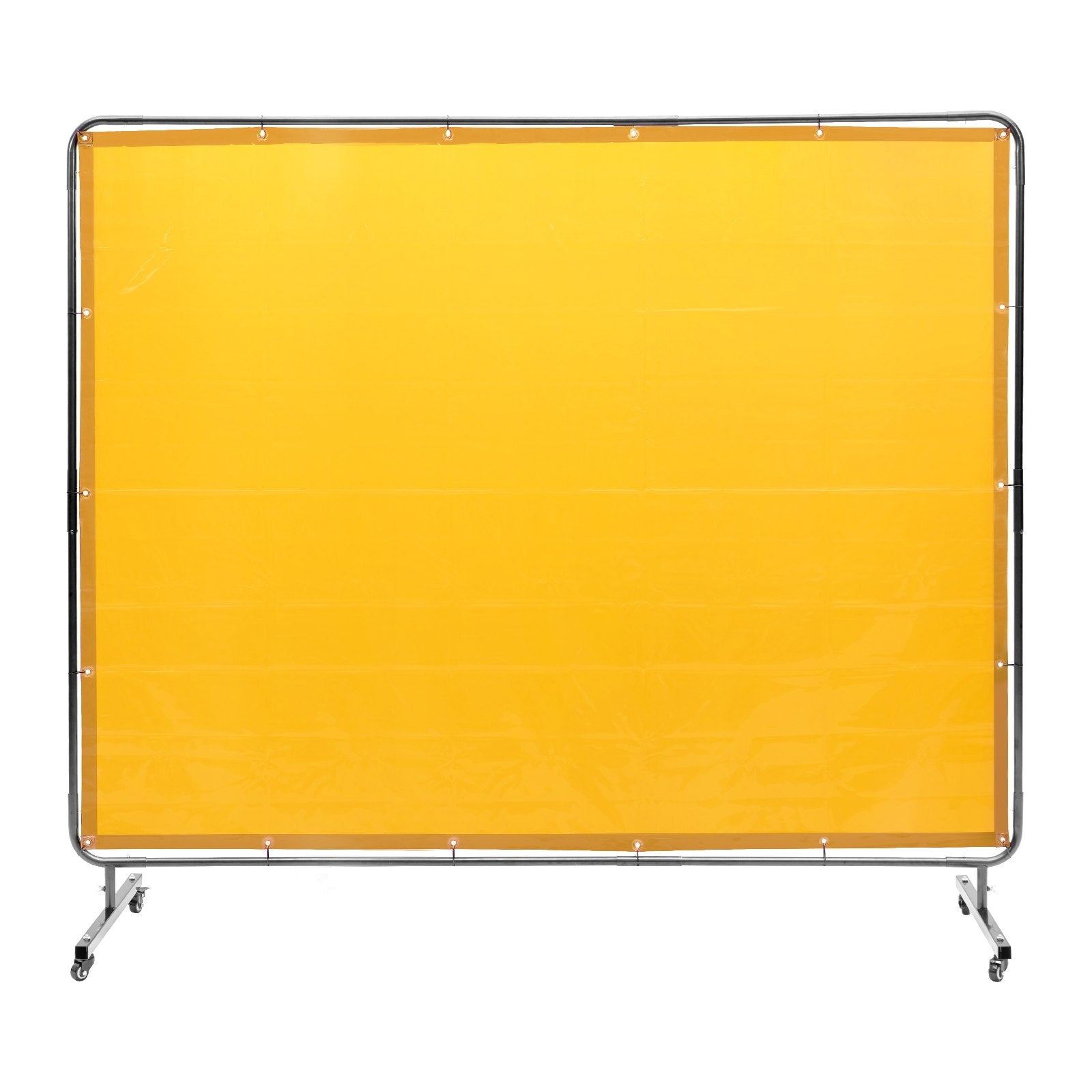 VEVOR Welding Screen with Frame, 6' x 8' Welding Curtain Screen, Flame-Resistant Vinyl Welding Protection Screen on 4 Swivel Wheel (2 Lockable), Moveable & Professional for Workshop/Industrial, Yellow