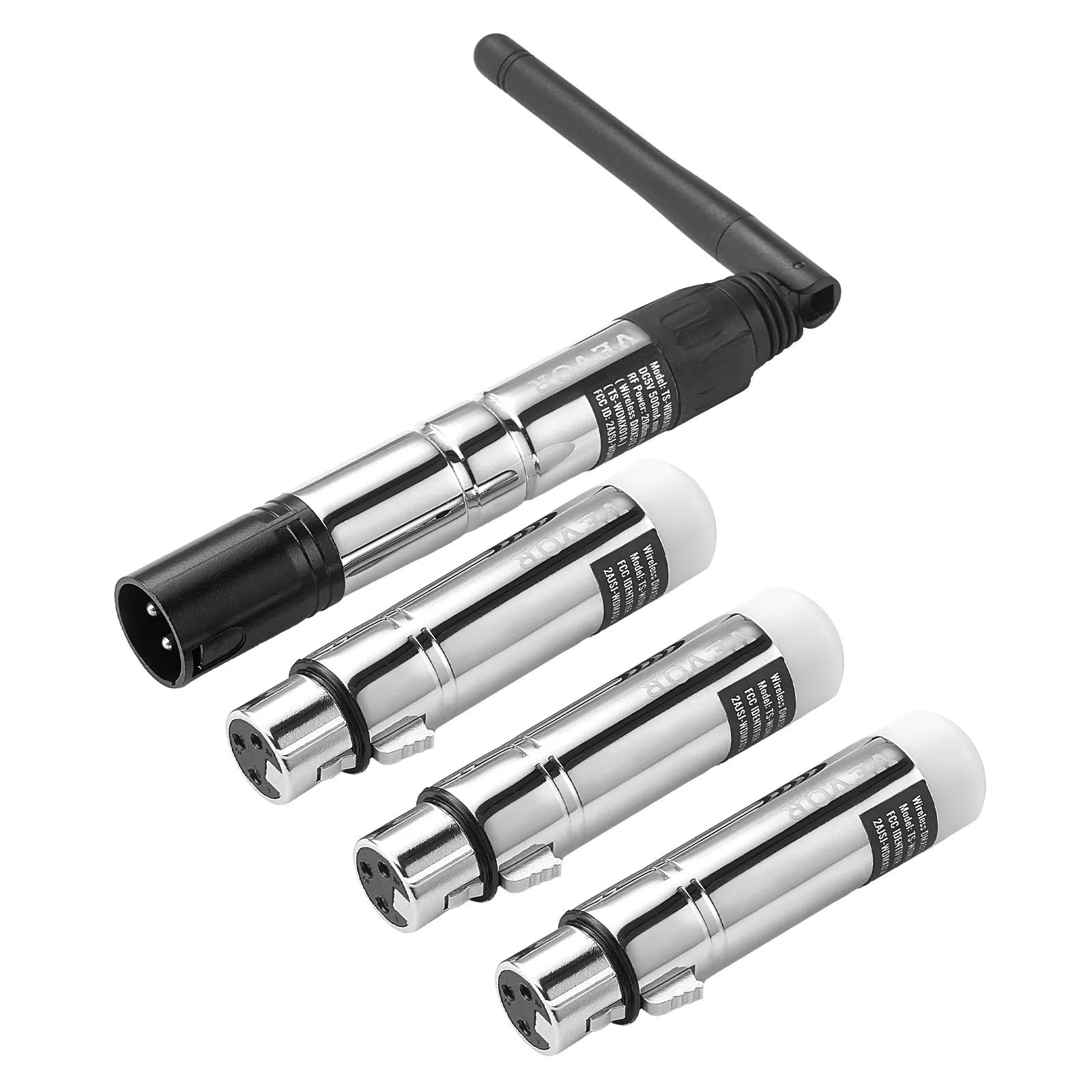 VEVOR DMX Wireless Receiver Transmitter Controller for Stage Light 4 PCs Silver