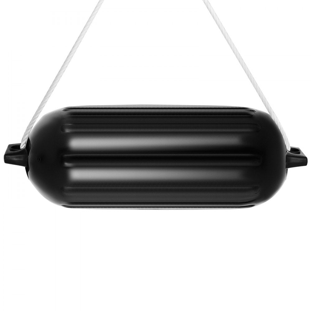 VEVOR Boat Fenders 4 Ribbed 8\" x 27\" PVC Bumper Dock Shield Protection Black