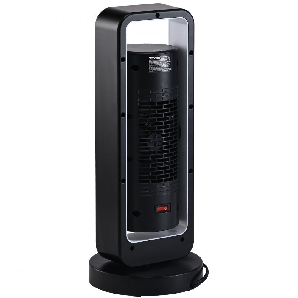 VEVOR Electric Space Heater with Thermostat Remote Control, 1000W/1500W 2-Level Adjustable Quiet Ceramic Heater Fan, 20 in Tip-Over Shutdown Overheat Protection Small Heaters for Office Room Desk Indo