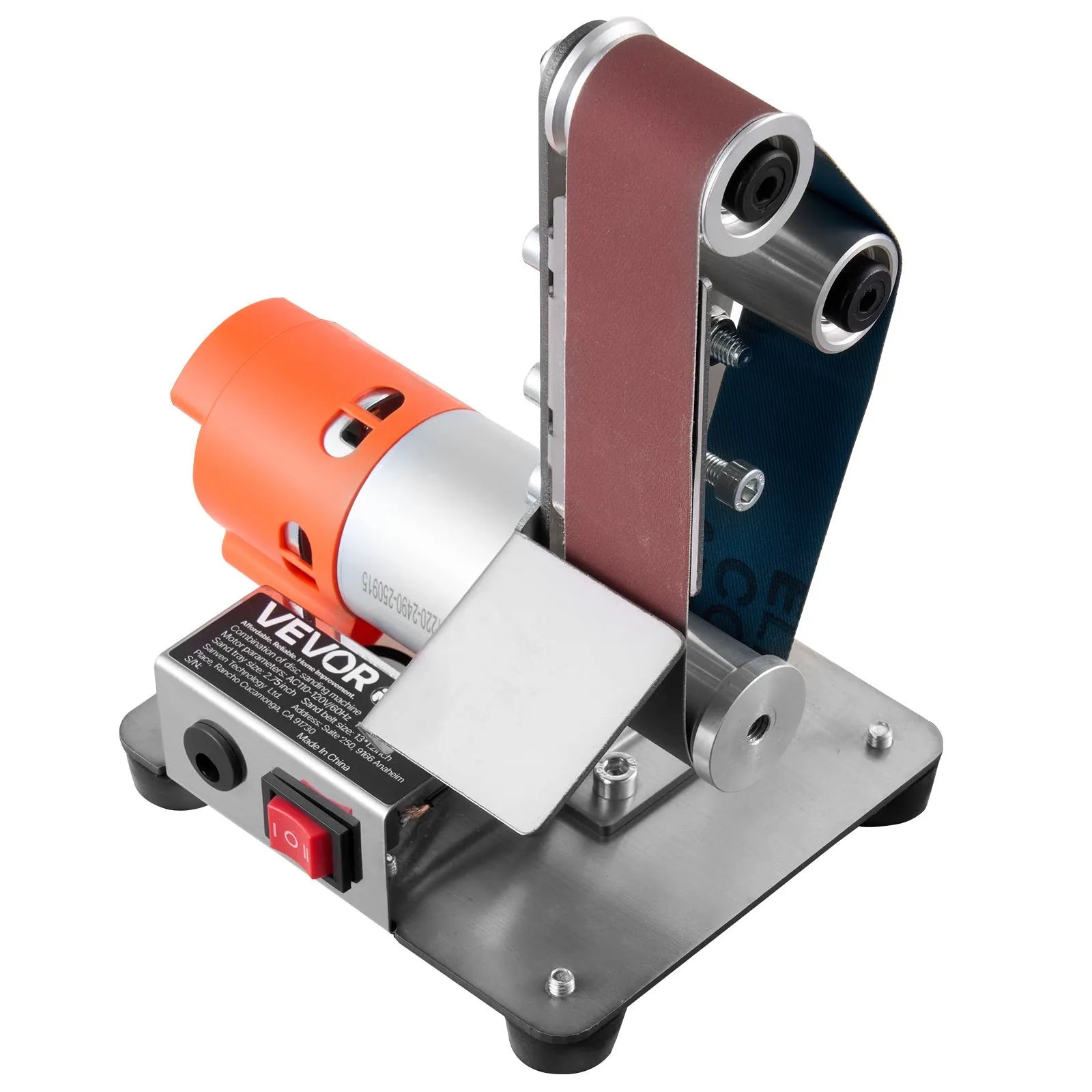 VEVOR 3-in-1 Mini Belt Sander, 13" x 1.2" Sanding Belt, 2.75" Grinding & Polishing Wheel Combo, 7-Speed Adjustable with Forward/Reverse Control for Woodworking, Jewelry Making, Knife Sharpening