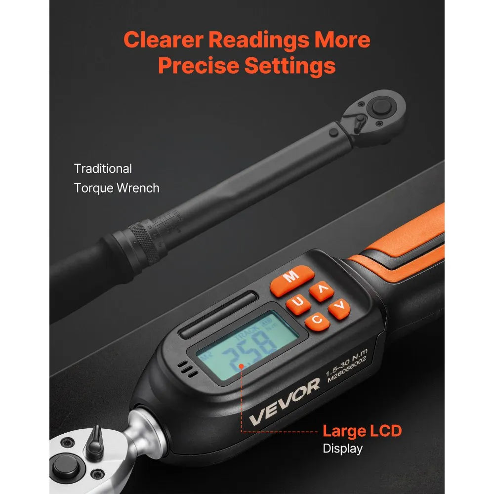 1/4" Drive Digital Torque Wrench Set with Sockets & Bits, LCD Display, ±2% Accuracy, 42-Piece Precision Tool Kit