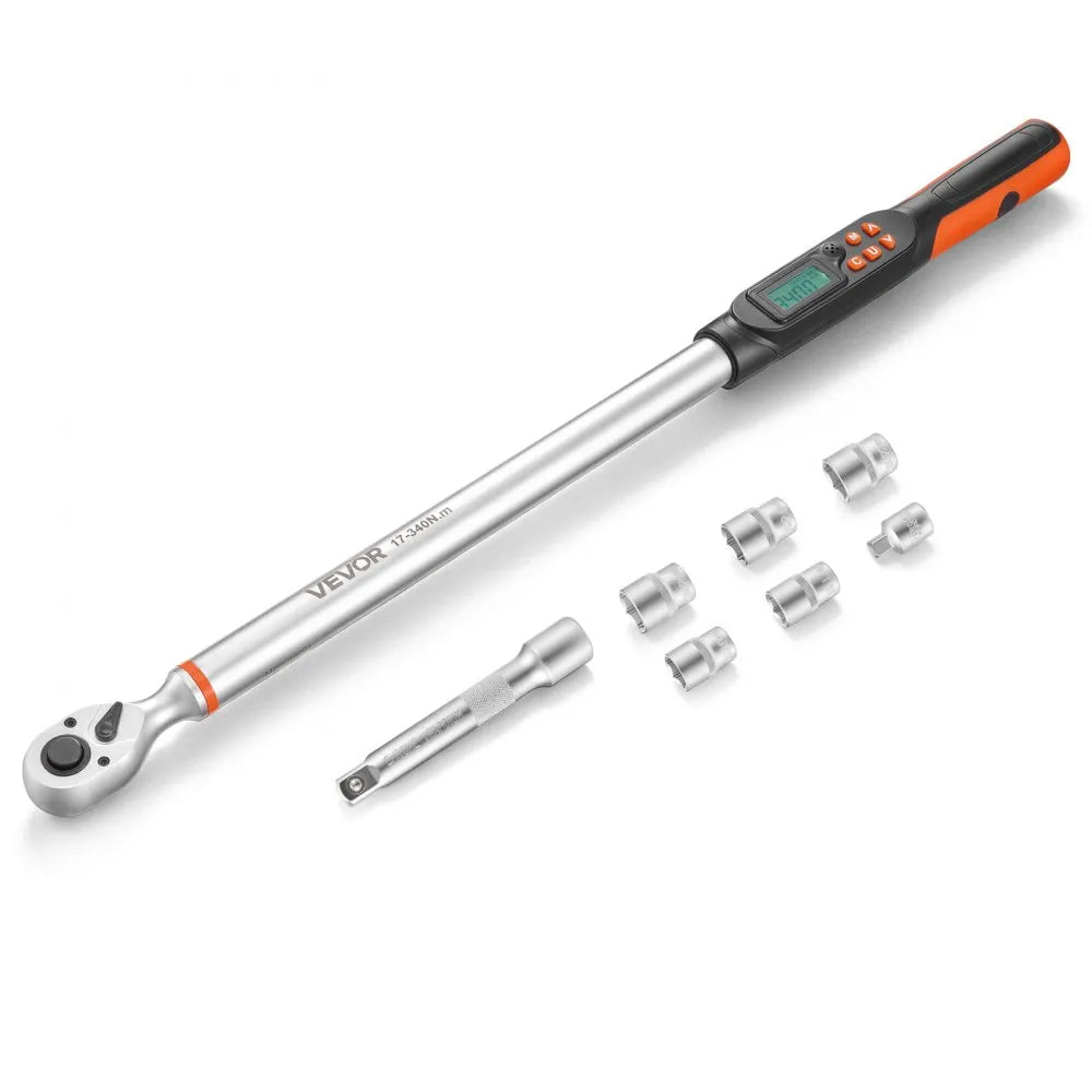 1/2" Drive Digital Torque Wrench Set with LCD Display & Sockets