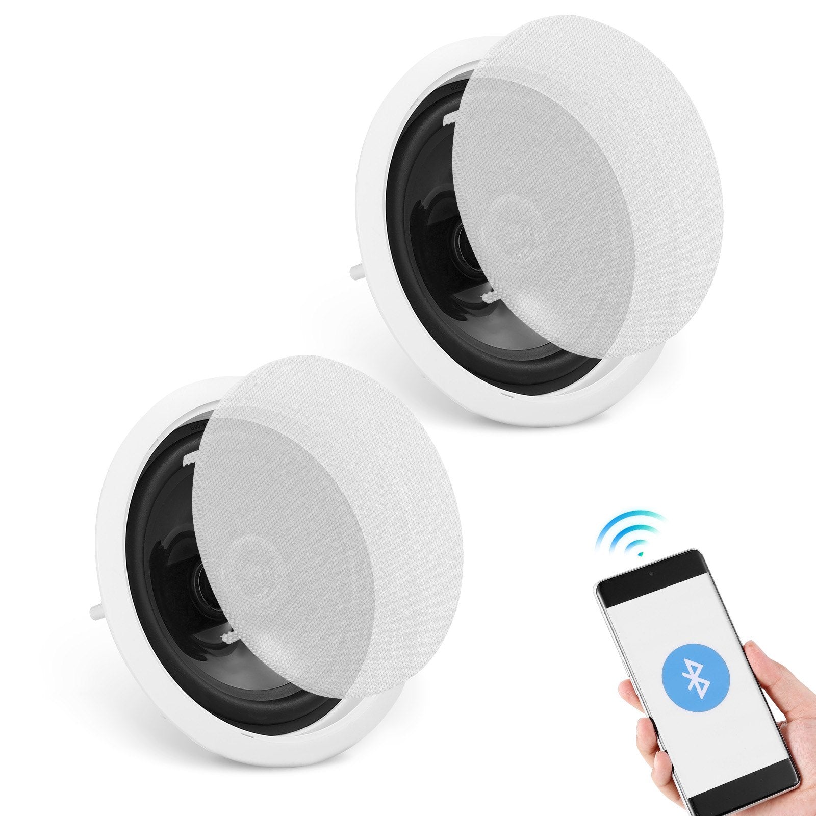 VEVOR 2 PCs 6.5'' Bluetooth in Ceiling Speakers, 150W, Flush Mount Ceiling & in-Wall Speaker System with 8?Impedance 89dB Sensitivity, for Home Kitchen Living Room Bedroom or Covered Outdoor Porches