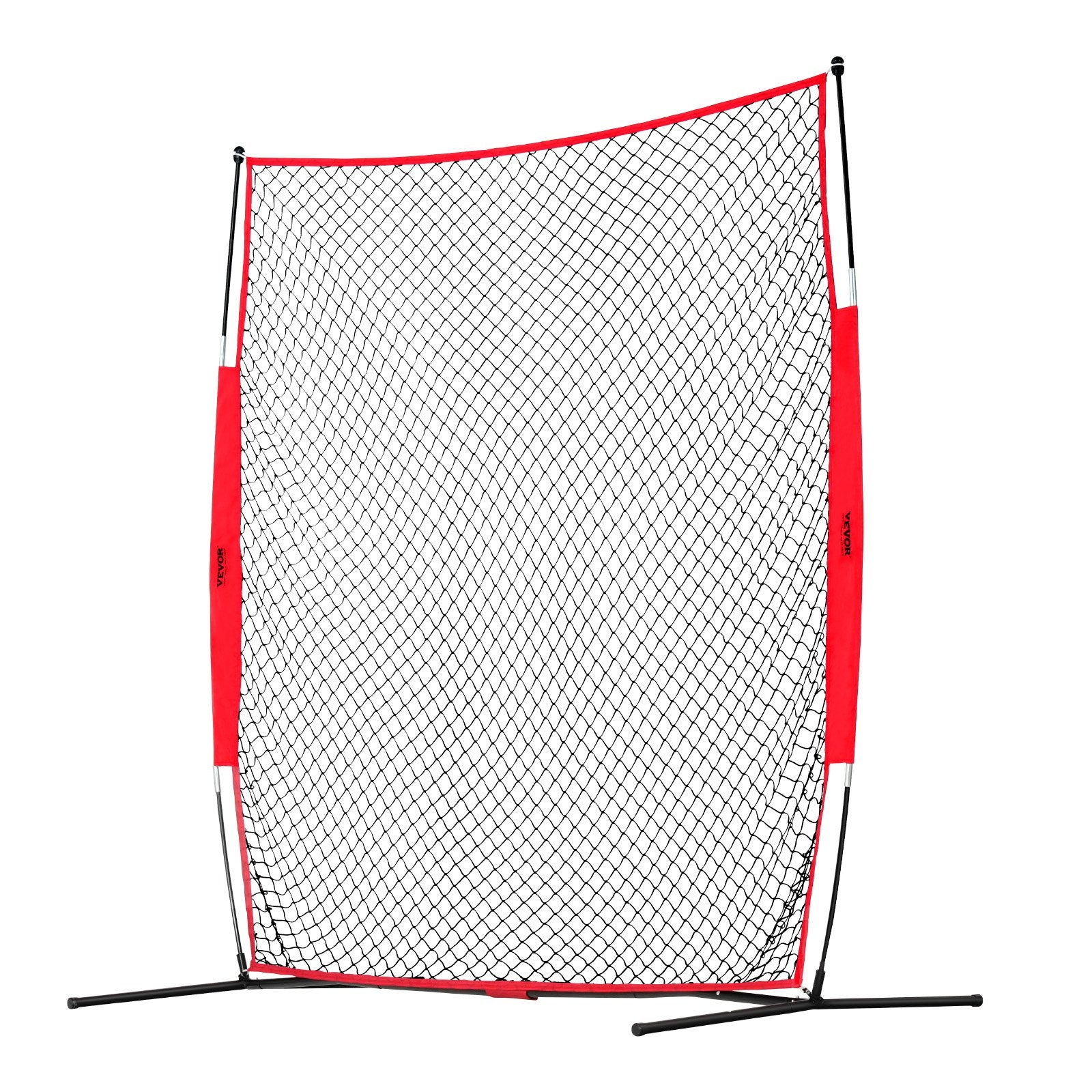 VEVOR Barricade Backstop Net, 7x7 ft Ball Sports Barrier Netting, Portable Practice Equipment with Carry Bag, Protection Screen for Baseball Softball Lacrosse Soccer Hockey Training, for Backyard