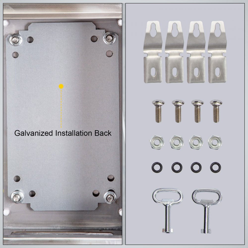 VEVOR Steel Electrical Box 16" x 12" x 8" Electrical Enclosure Box 304 Stainless Steel Electronic Equipment Enclosure Box IP65 Weatherproof Wall-Mounted Metal Electrical Enclosure with Mounting Plate