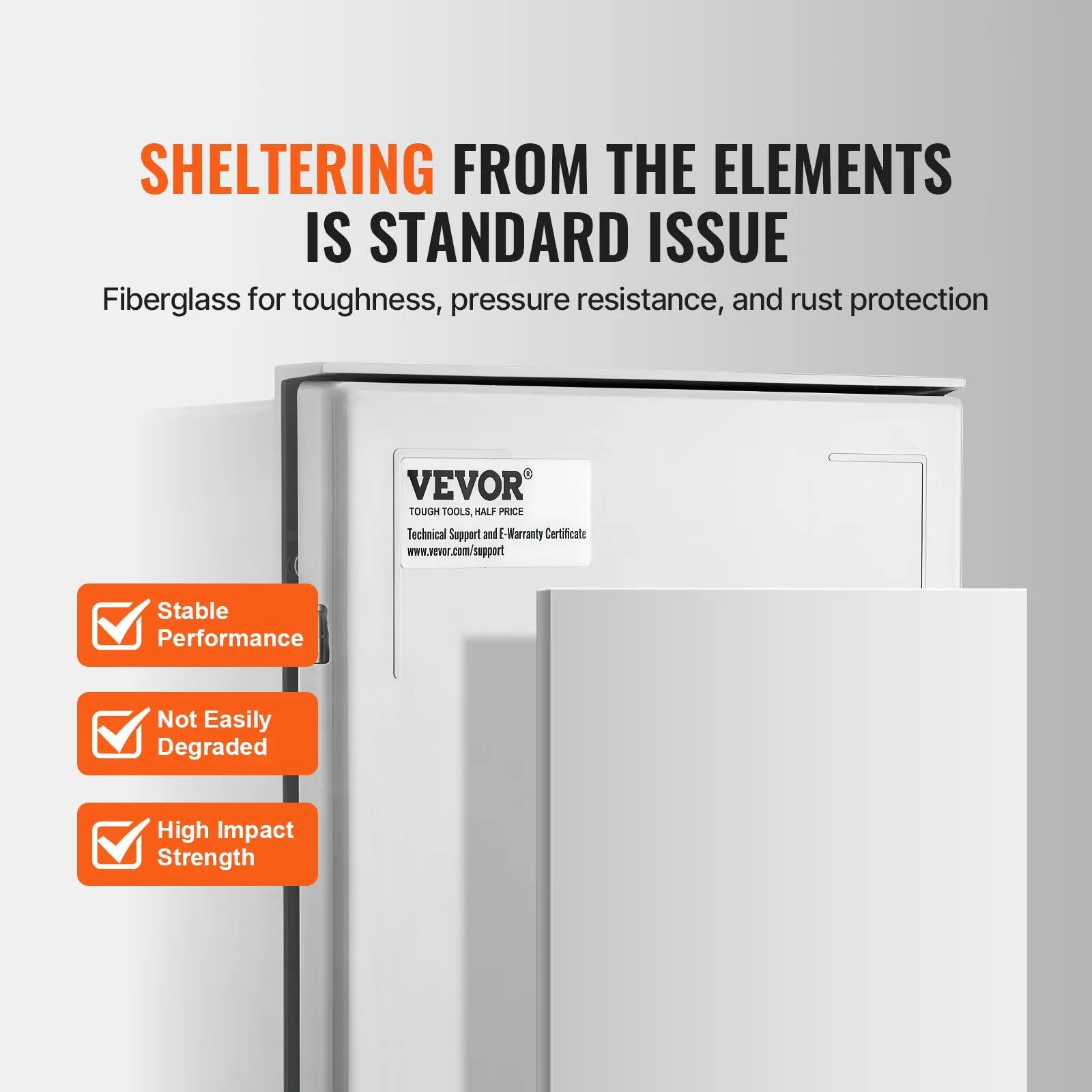VEVOR Fiberglass Enclosure 11.8 x 9.8 x 5.5" Electrical Enclosure Box NEMA 3X Electronic Equipment Enclosure Box IP65 Weatherproof Wall-Mounted Electrical Enclosure With Hinges & Quarter-Turn Latches