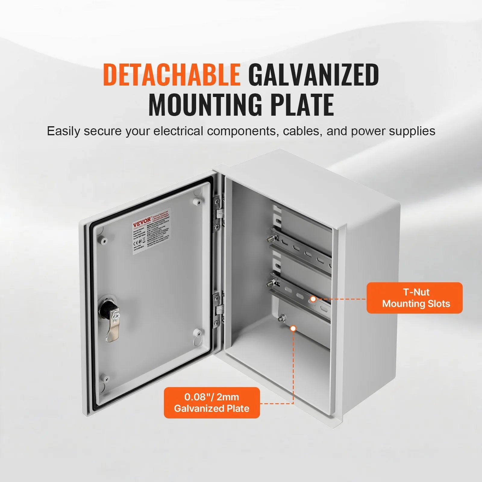 VEVOR Fiberglass Enclosure 11.8 x 9.8 x 5.5" Electrical Enclosure Box NEMA 3X Electronic Equipment Enclosure Box IP65 Weatherproof Wall-Mounted Electrical Enclosure With Hinges & Quarter-Turn Latches