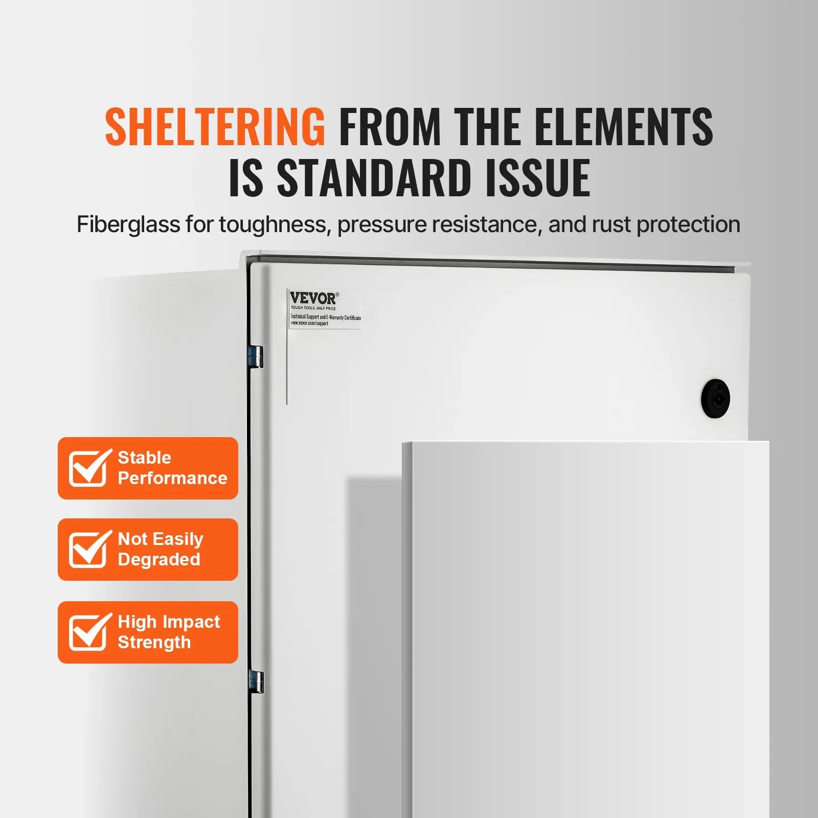 VEVOR Fiberglass Enclosure 19.7 x 15.7 x7.9" Electrical Enclosure Box NEMA 3X Electronic Equipment Enclosure Box IP65 Weatherproof Wall-Mounted Electrical Enclosure With Hinges & Quarter-Turn Latches
