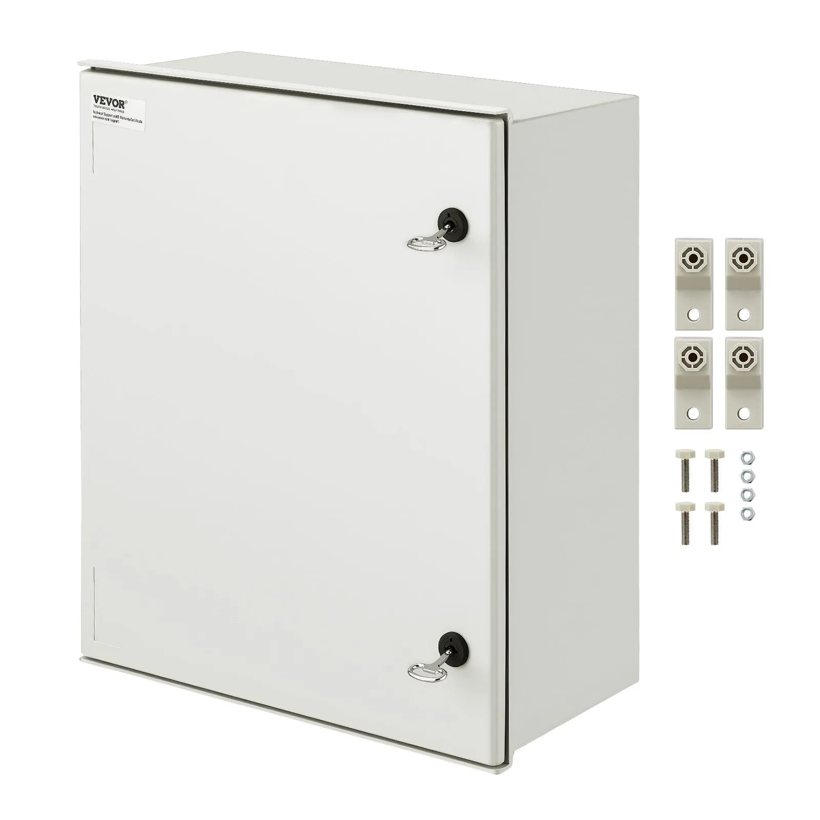 VEVOR Fiberglass Enclosure 19.7 x 15.7 x7.9" Electrical Enclosure Box NEMA 3X Electronic Equipment Enclosure Box IP65 Weatherproof Wall-Mounted Electrical Enclosure With Hinges & Quarter-Turn Latches