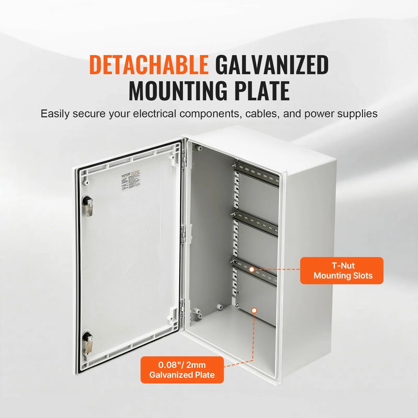 VEVOR Fiberglass Enclosure 23.6 x 15.7 x 9.1" Electrical Enclosure Box NEMA 3X Electronic Equipment Enclosure Box IP65 Weatherproof Wall-Mounted Electrical Enclosure With Hinges & Quarter-Turn Latches