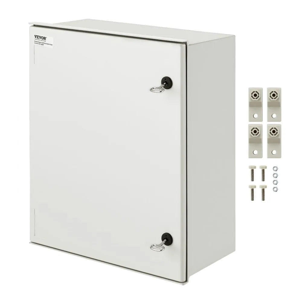 VEVOR Fiberglass Enclosure 23.6 x 19.7 x 9.1" Electrical Enclosure Box NEMA 3X Electronic Equipment Enclosure Box IP65 Weatherproof Wall-Mounted Electrical Enclosure With Hinges & Quarter-Turn Latches