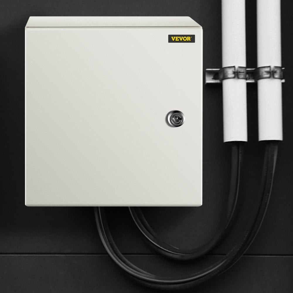 VEVOR Steel Electrical Box 12'' x 12'' x 8'' Electrical Enclosure Box, Carbon Steel Hinged Junction Box, IP65 Weatherproof Metal Box Wall-Mounted Electronic Equipment Enclosure Box with Mounting Plate