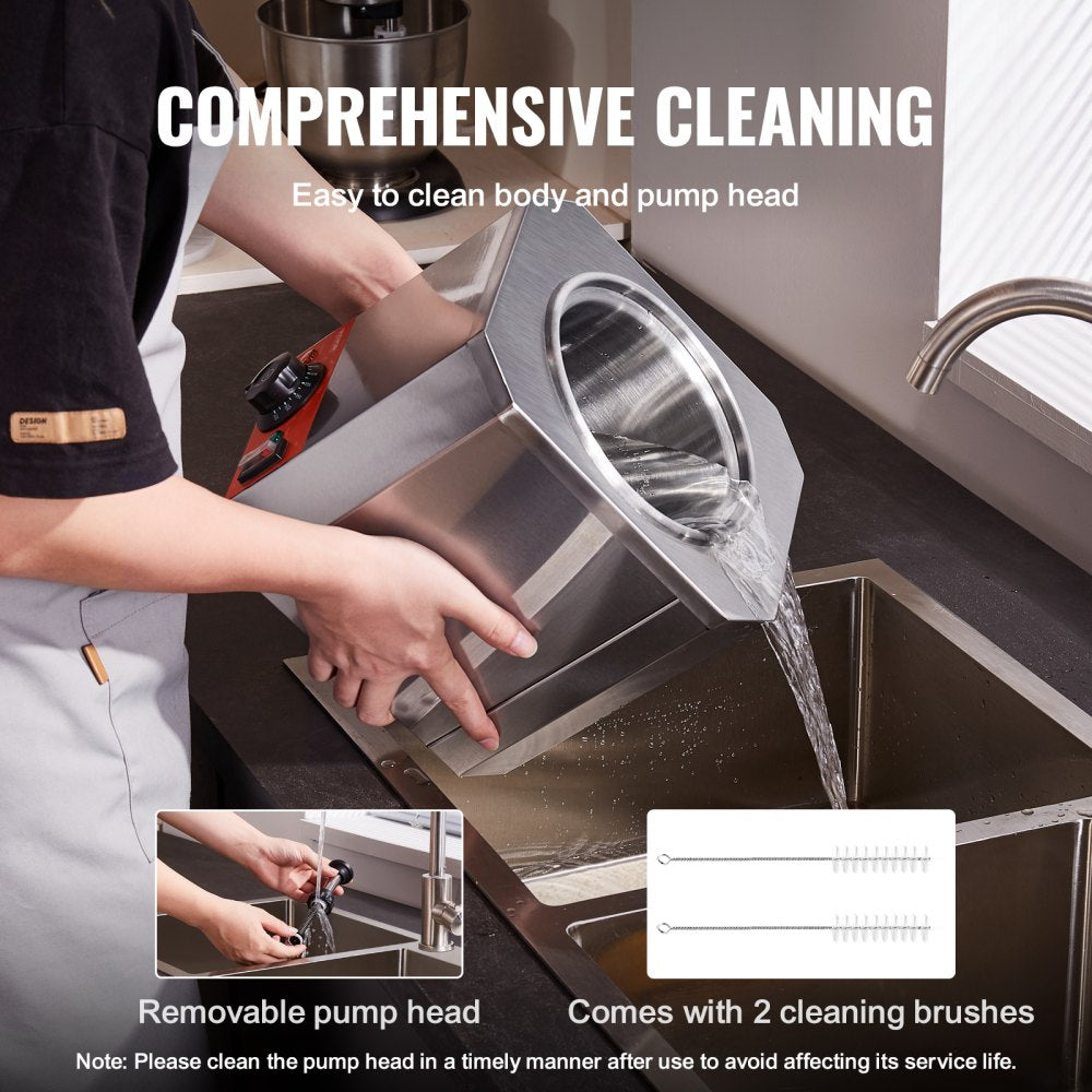 VEVOR Electric Cheese Dispenser with Pump, 2.3 Qt Commercial Hot Fudge Warmer, Stainless Steel Heated Pump Dispenser, 86-230? Temp Adjustable Nacho Cheese Sauce Warmer, for Hot Fudge Cheese Caramel