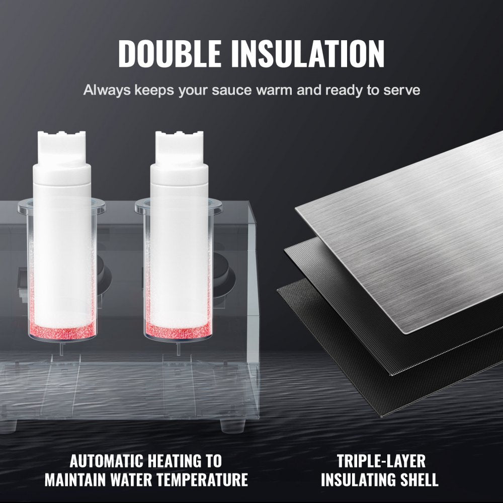 VEVOR Electric Bottle Warmer with Bottles, 0.57x2 Qt Commercial Cheese Dispenser, Hot Fudge Warmer 86-185? Temp Adjustable, Plastic Double Bottles Nacho Cheese Warmer, for Hot Fudge Cheese Caramel