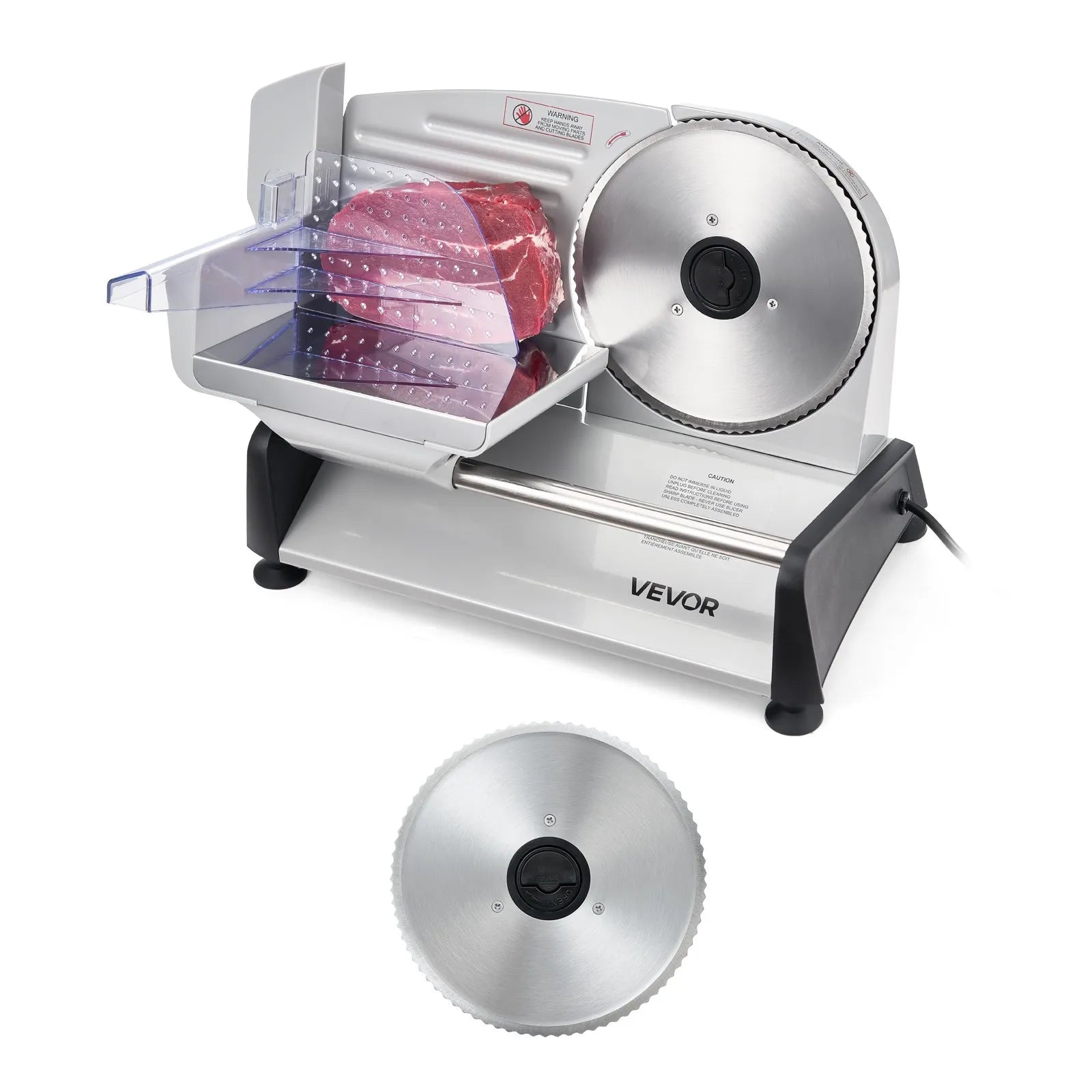 VEVOR Meat Slicer, 7.5 inch 200W Electric Deli Slicer Machine with SUS420 Blade, 0-0.6 inch Adjustable Thickness, ETL Certified Home Food-Slicer for Meat, Ham, Baguett, Steak