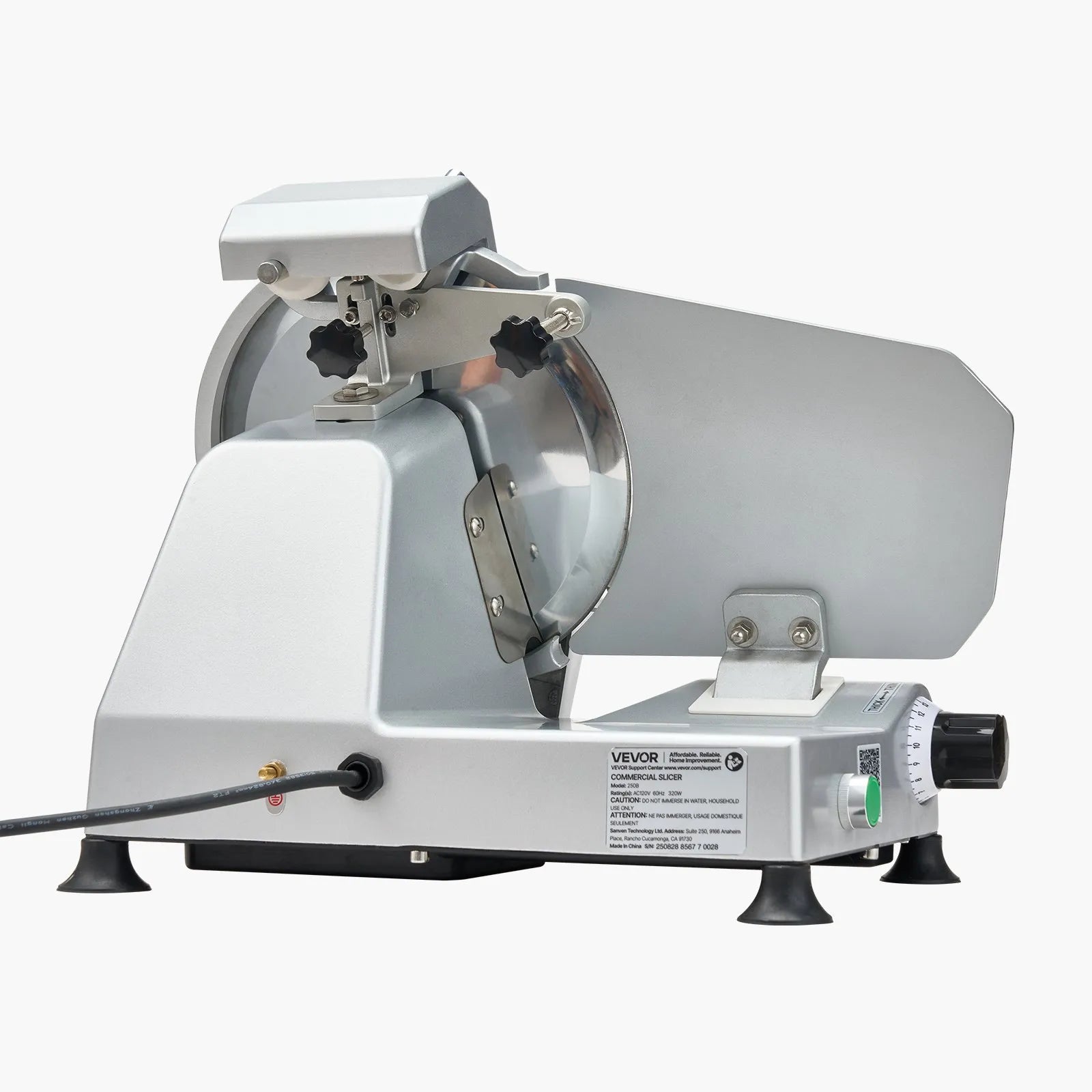 VEVOR Commercial Meat Slicer, 10 inch Electric Deli Slicer Machine, 320W Food-Slicer with SUS420 Blade, 0-0.4 inch Adjustable Thickness, for Frozen Meat, Ham, Baguett, Steak