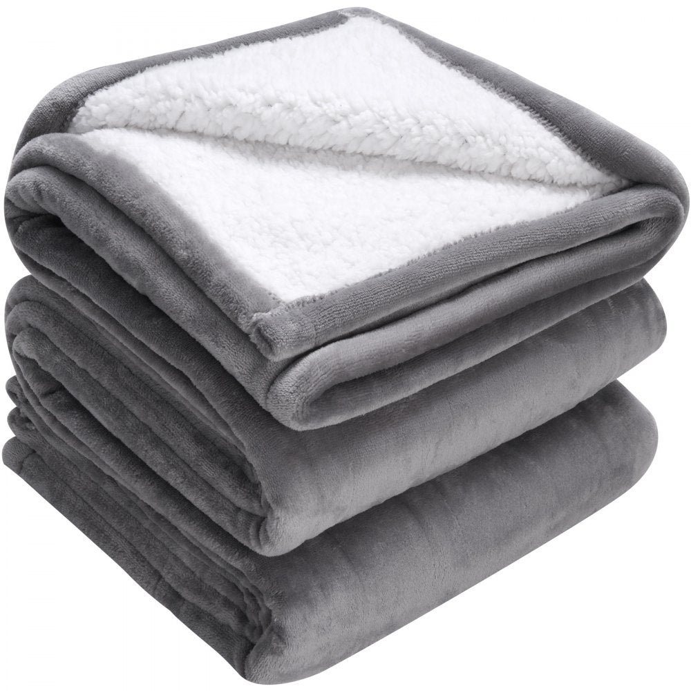 VEVOR Heated Blanket Electric Throw, 50" x 60" Twin Size, Soft Flannel & Sherpa Heating Blanket with 3 Hours Timer Auto-off, 5 Heating Levels for Sofa, Machine Washable, ETL & FCC Certification (Grey)