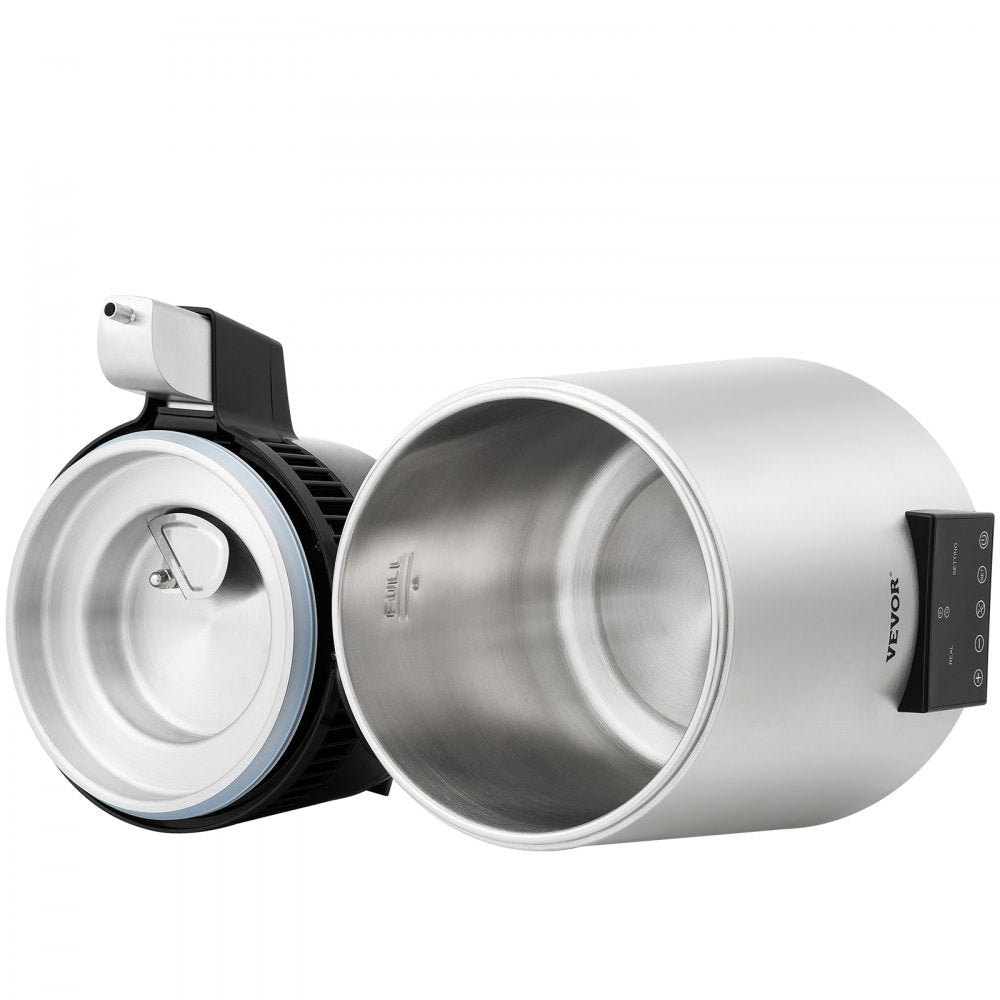 VEVOR Water Distiller, 1 L/H, 4L Distilled Water Maker w/ 0-99 H Timing, 750W Countertop Water Purifier w/ Dual Temp Display, Glass Carafe Cleaning Powder 3 Carbon Packs Equipped, FDA Approved, Silver