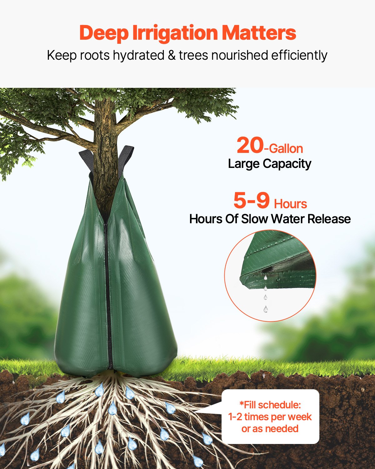 VEVOR Tree Watering Bag 3 Packs 20 Gallons Slow Release Tree Water Bag Durable