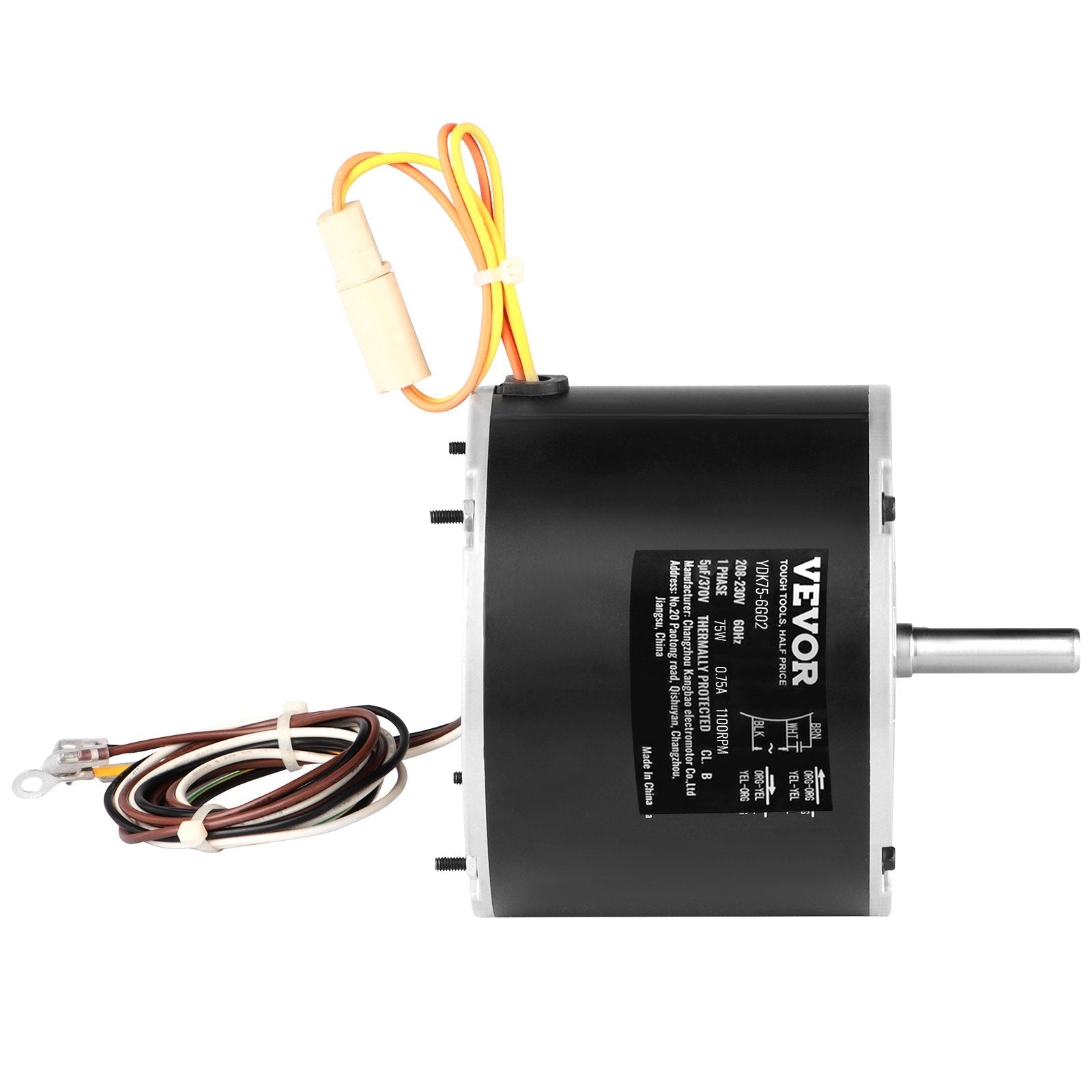 VEVOR Condenser Fan Motor 5KCP39BGS069S, 5KCP39BGY915S, 1/10 HP 208-230V, 1100RPM, OEM Standard Upgraded Replacement Condenser Motor Reversible Rotating, Explosion-proof CBB65 5?F/370V Capacitor