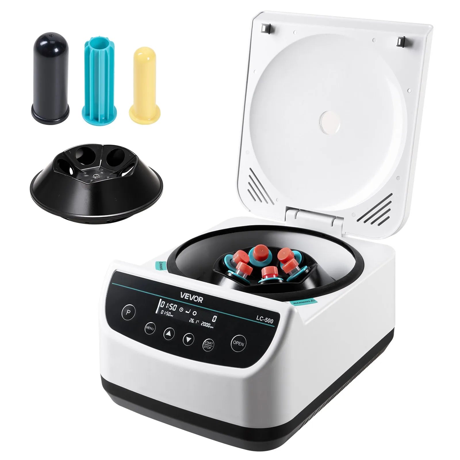 VEVOR Centrifuge Machine 2/5/10/15/50ml Speed 500-4000rpm with 1 Rotor and Timer