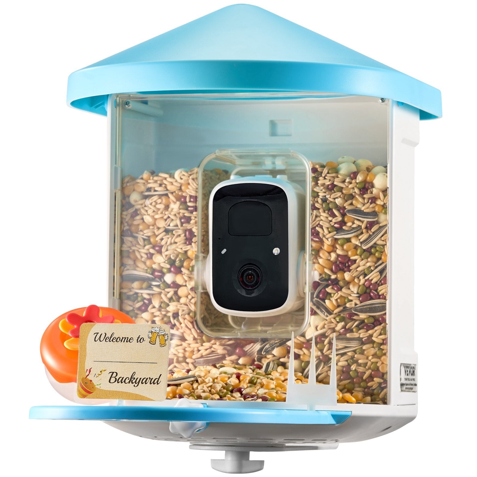 VEVOR Smart Bird Feeder with Camera 2K HD AI Identify Bird Species Solar-Powered