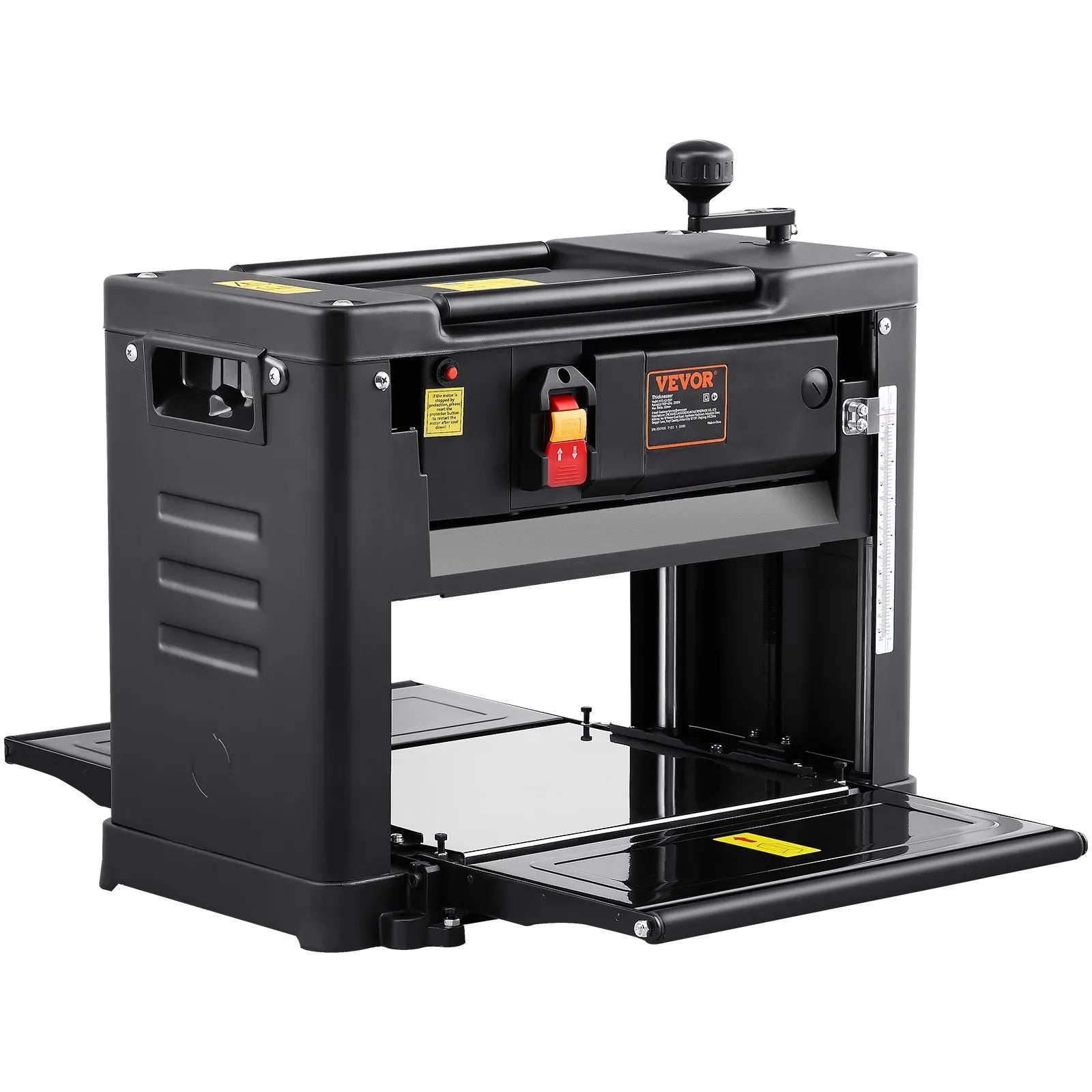 VEVOR Thickness Planer, Single Speed, 13" Width Worktable Benchtop Planer, Double-Blade, 15-Amp 1800W Powerful Motor, 12" Extended Infeeding Table, Low Noise for both hard & soft wood material removal