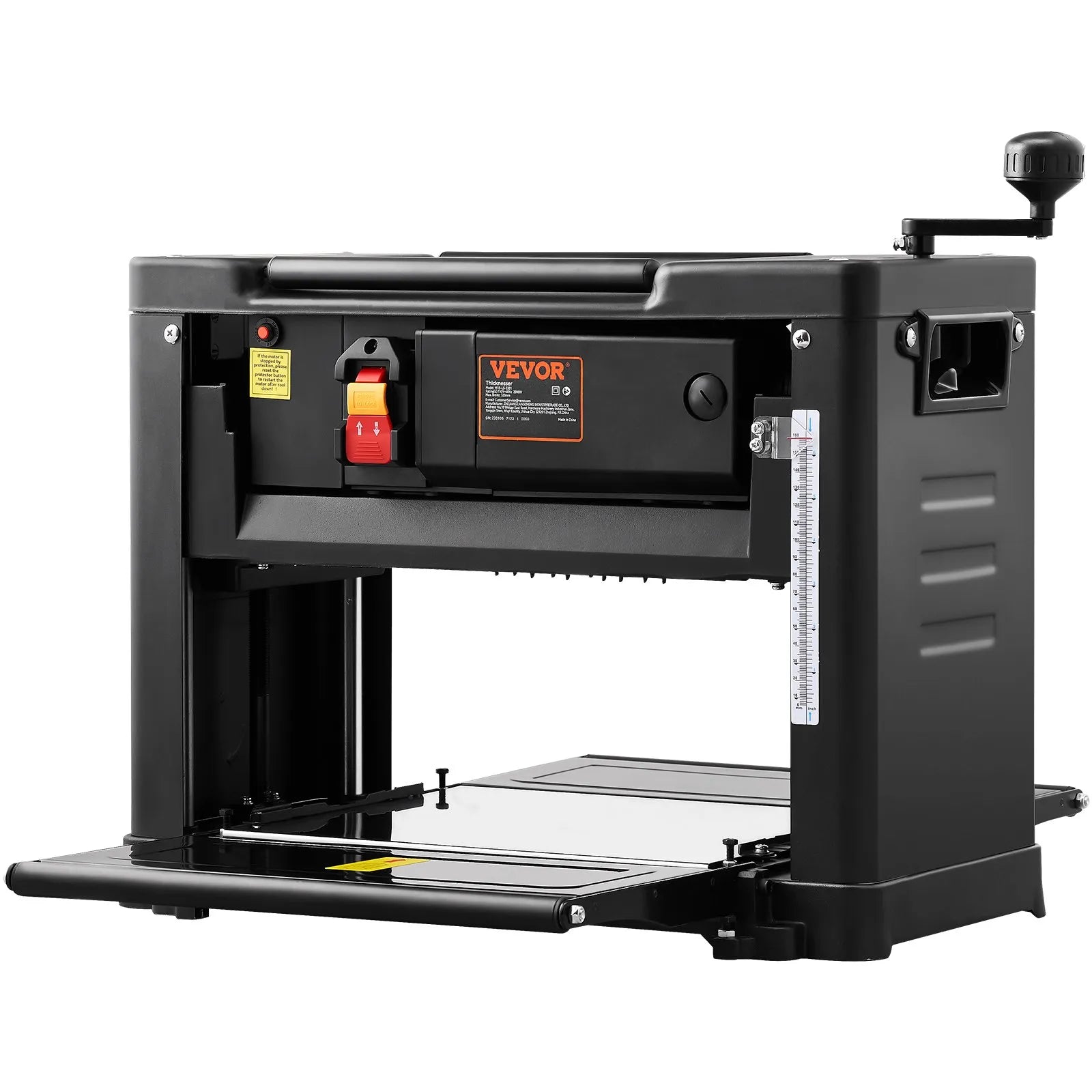 VEVOR Thickness Planer, Single Speed, 13" Width Worktable Benchtop Planer, Double-Blade, 15-Amp 1800W Powerful Motor, 12" Extended Infeeding Table, Low Noise for both hard & soft wood material removal